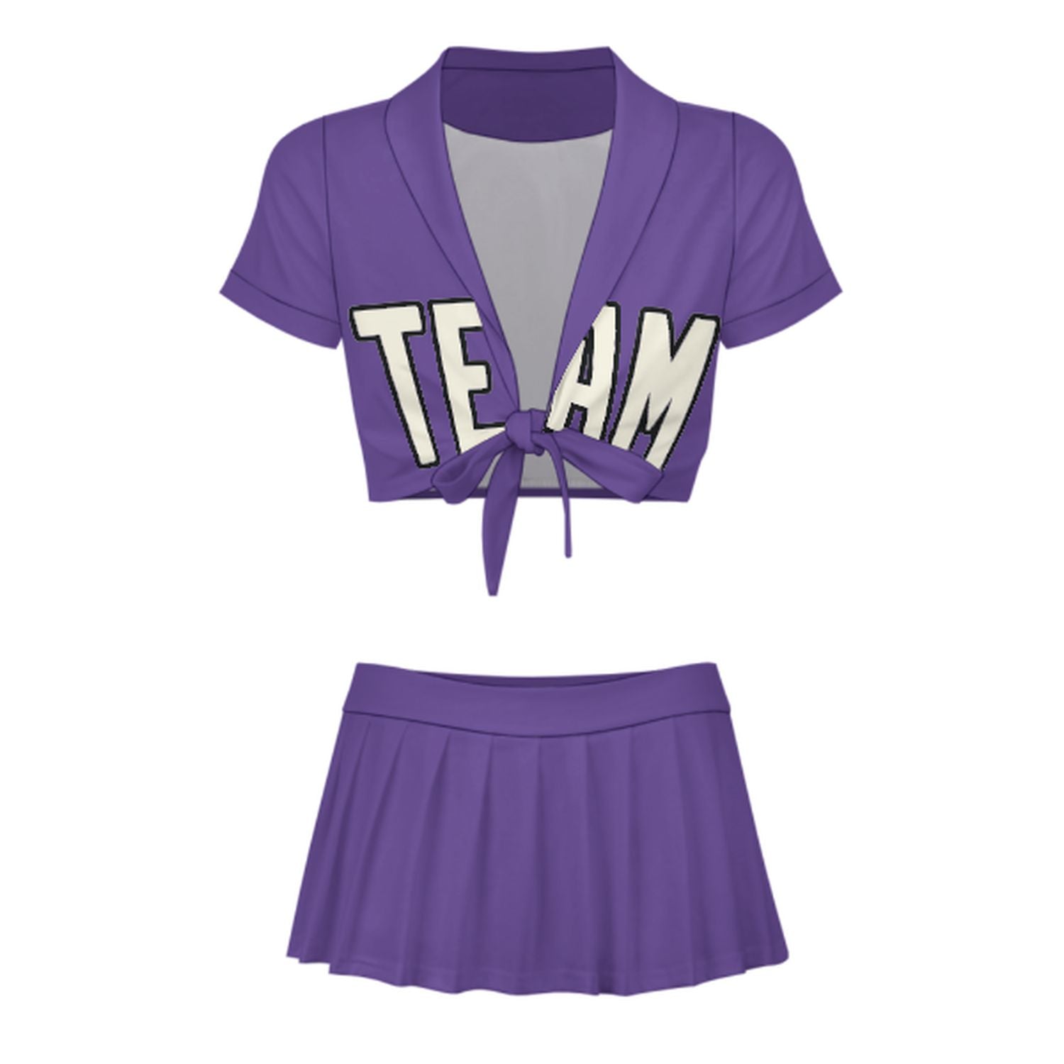 Maßgeschneidertes Lavendel Beige Cheerleader Outfit Set
