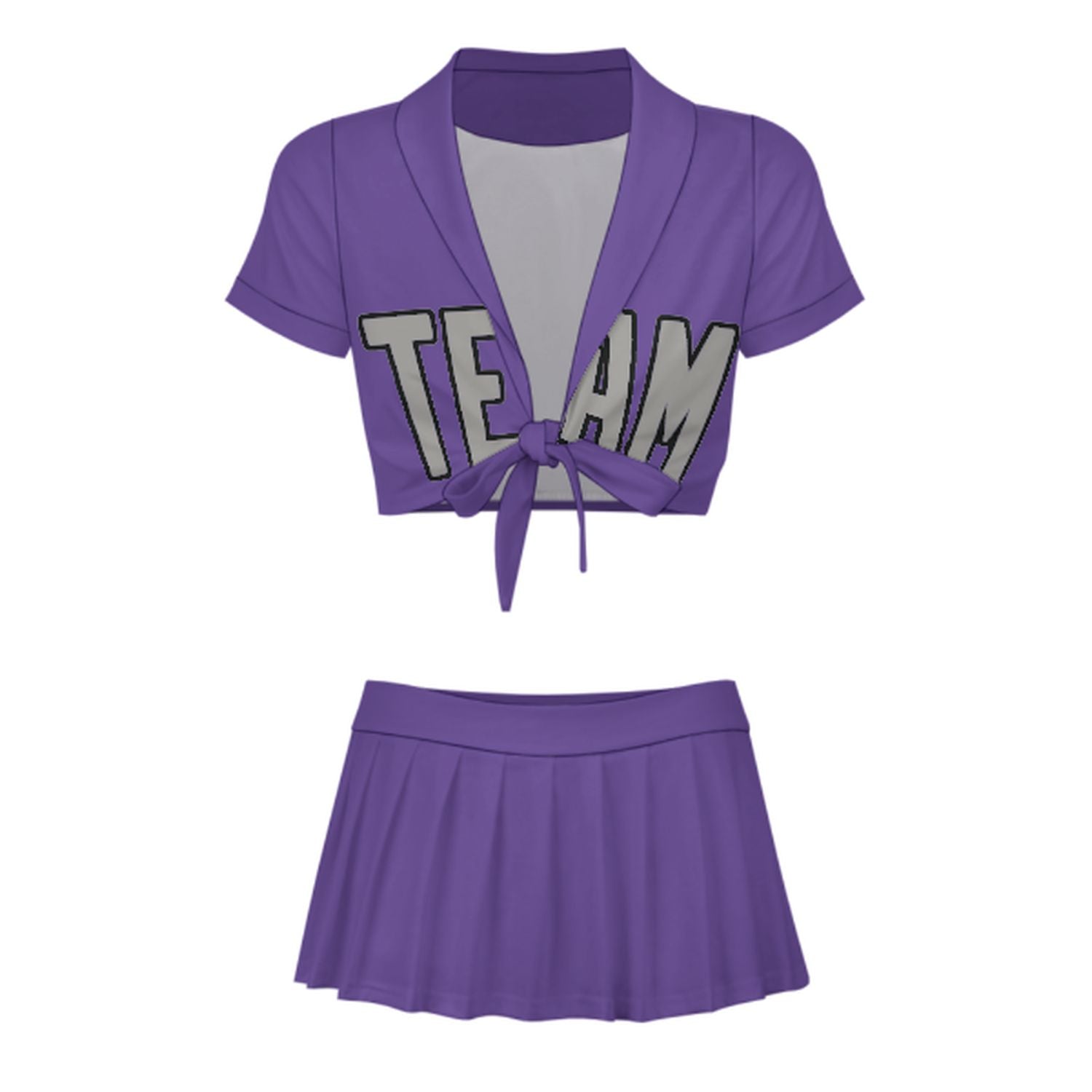 Maßgeschneidertes Lavendel Grau Cheerleader Outfit Set