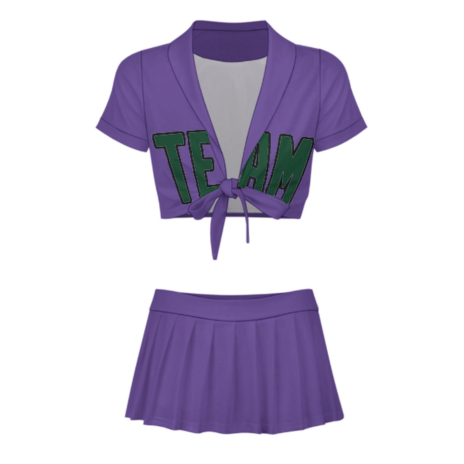 Maßgeschneidertes Lavendel Moosgrün Cheerleader Outfit Set