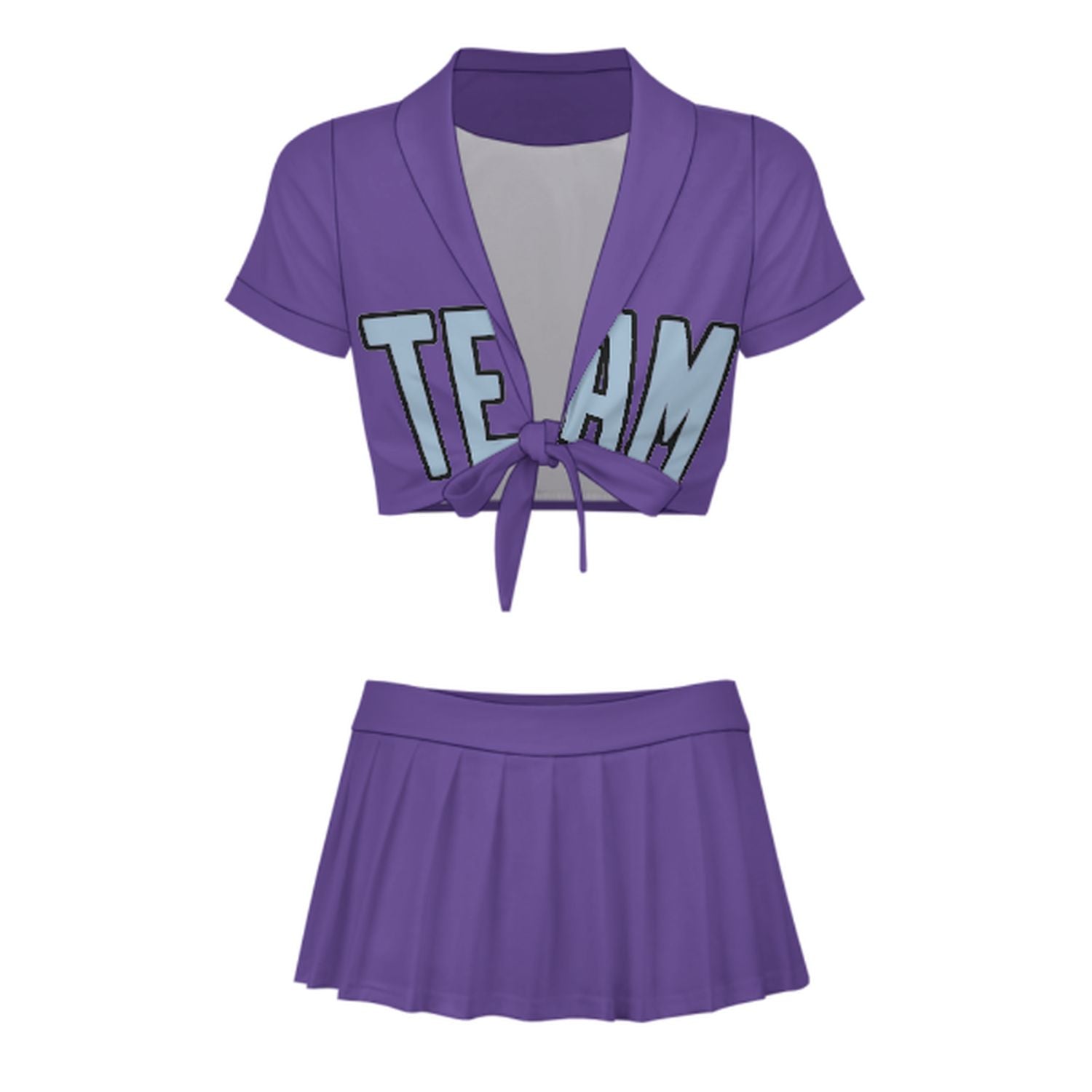 Maßgeschneidertes Lavendel Hellblau Cheerleader Outfit Set