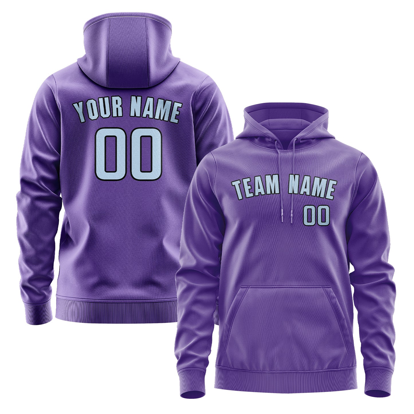Maßgeschneidertes Lavendel Hellblau Hoodie