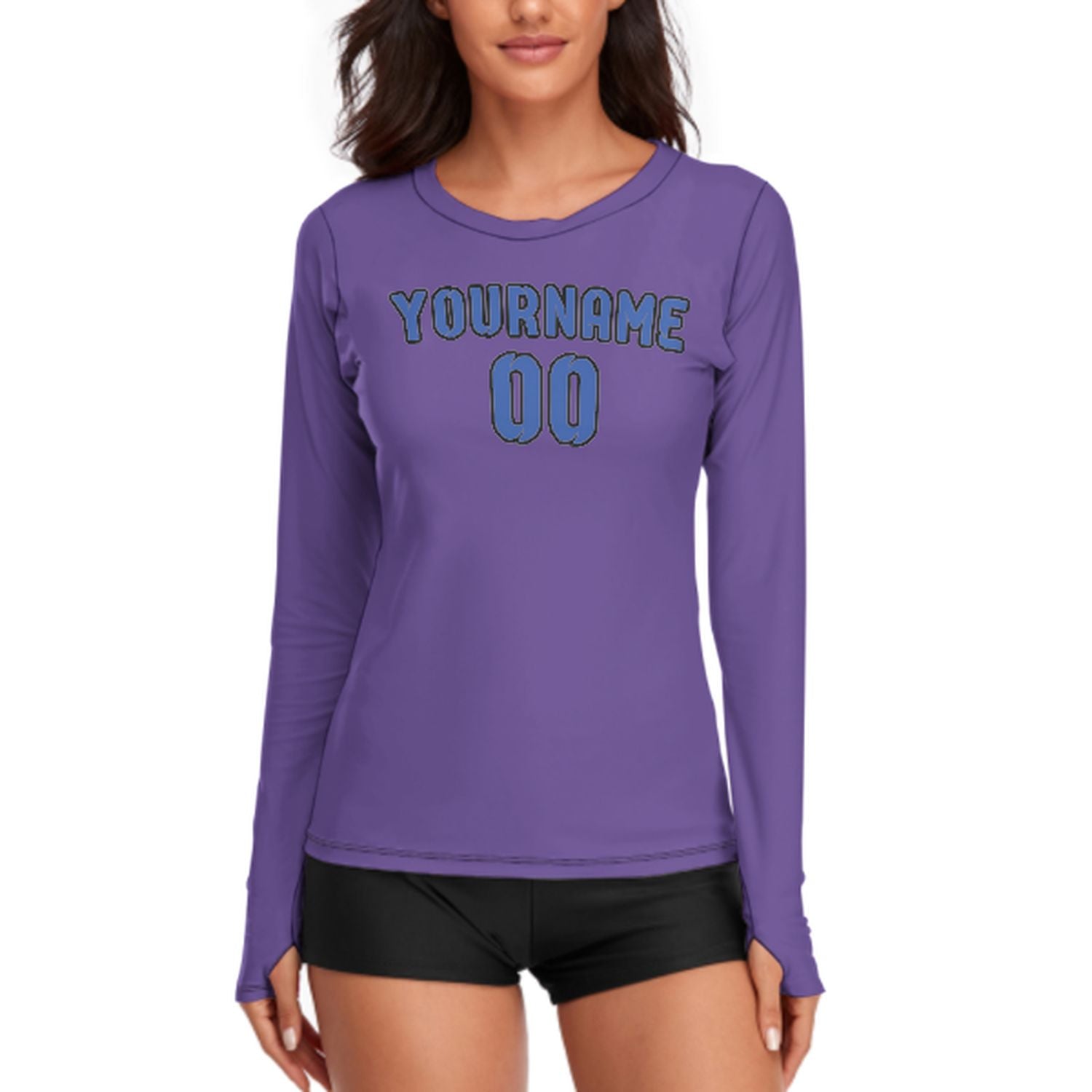 Camicia a maniche lunghe da donna color lavanda e azzurro cielo su misura