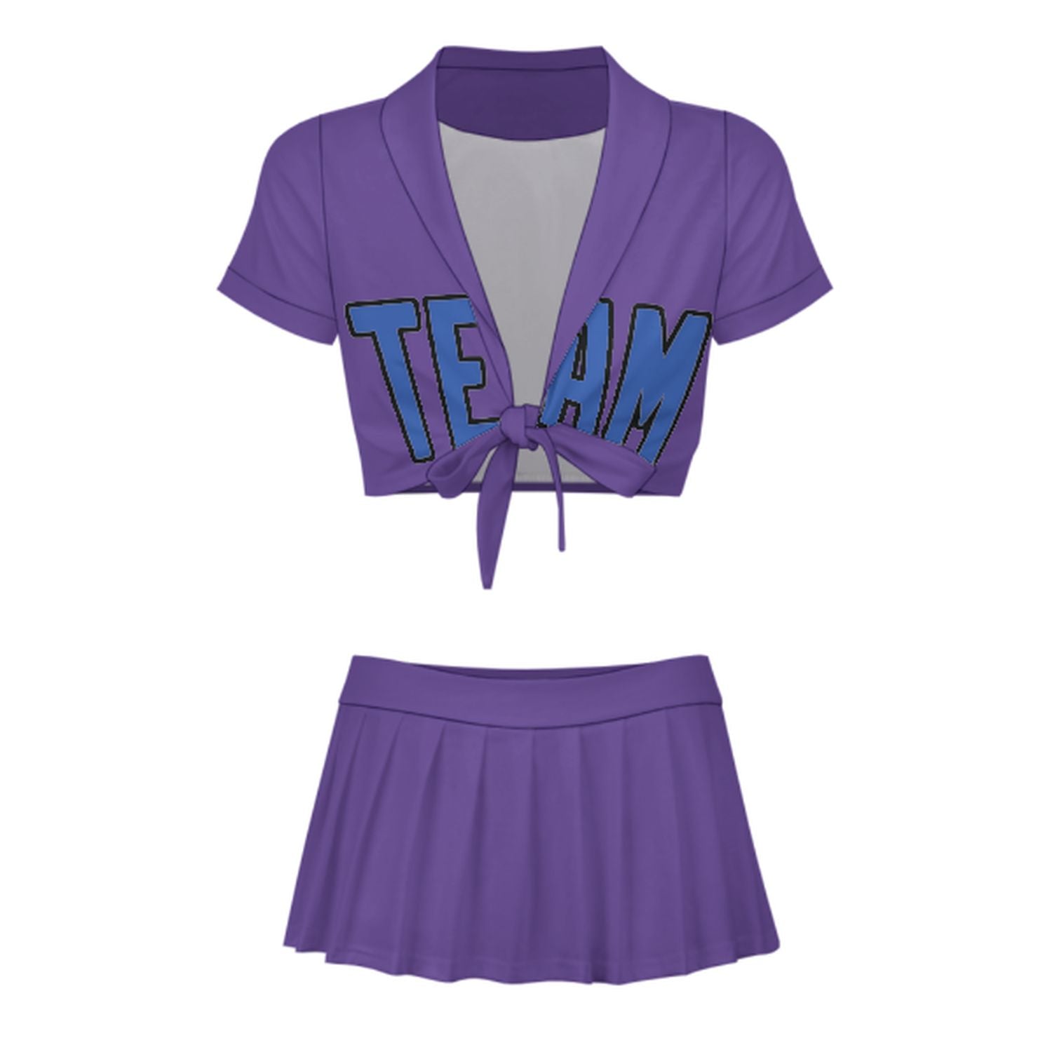 Maßgeschneidertes Lavendel Himmelblau Cheerleader Outfit Set