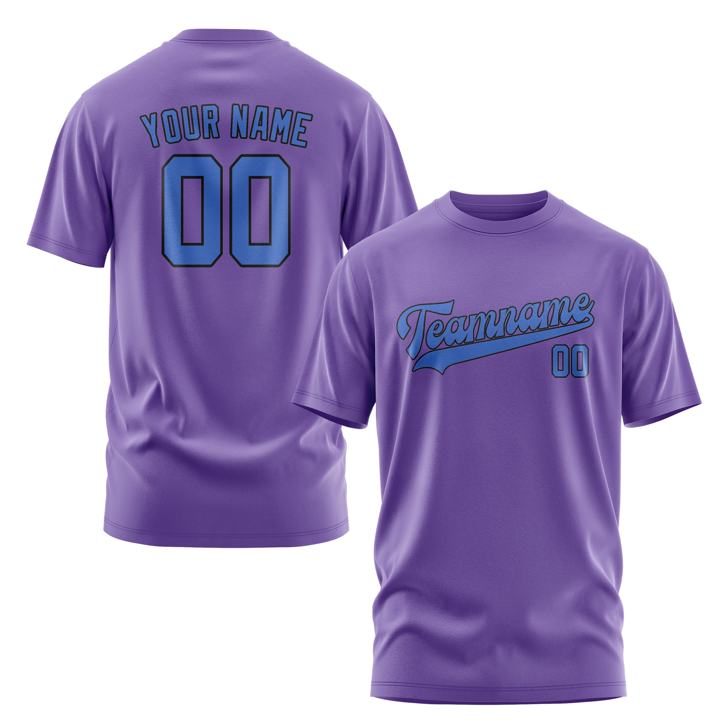 Maßgeschneidertes Lavendel Himmelblau T-Shirt