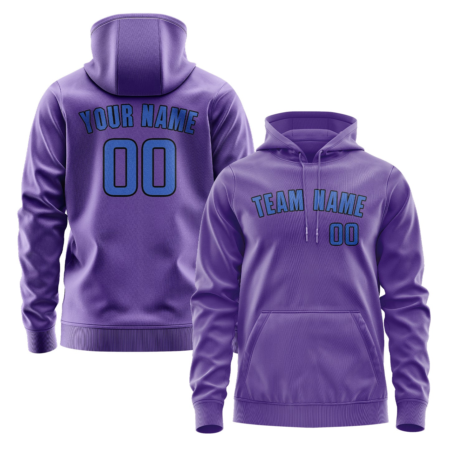 Maßgeschneidertes Lavendel Himmelblau Hoodie