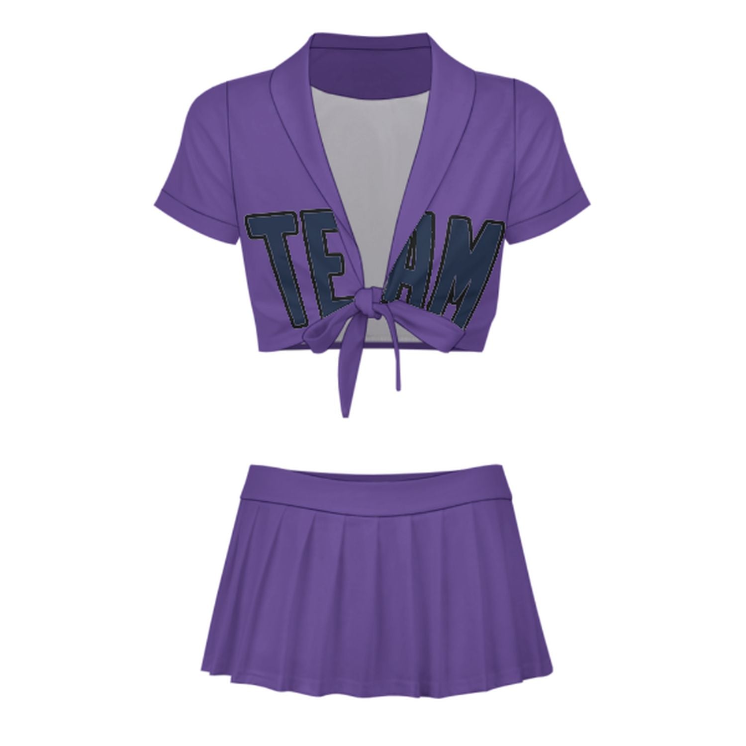 Maßgeschneidertes Lavendel Marineblau Cheerleader Outfit Set