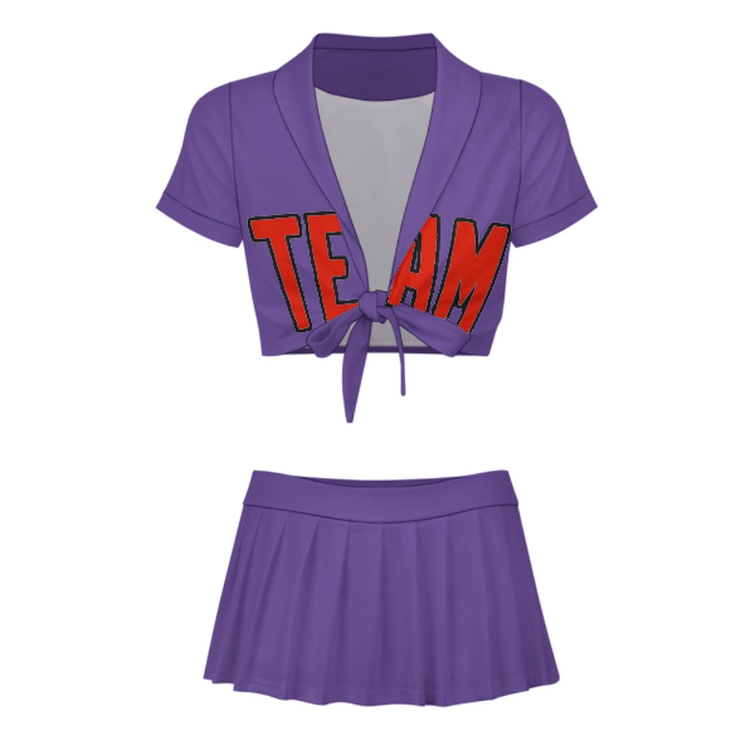 Maßgeschneidertes Lavendel Orangerot Cheerleader Outfit Set