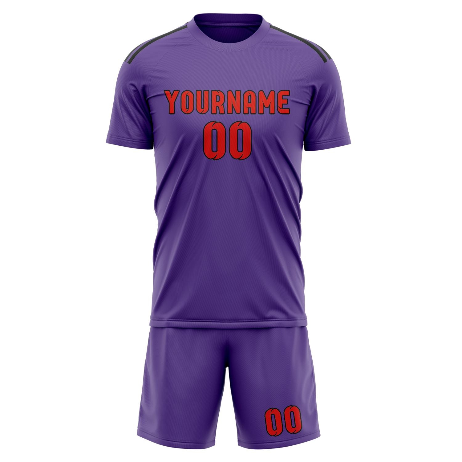 Maßgeschneidertes Professionelles Lavendel Orangerot Fußballtrikot-Set