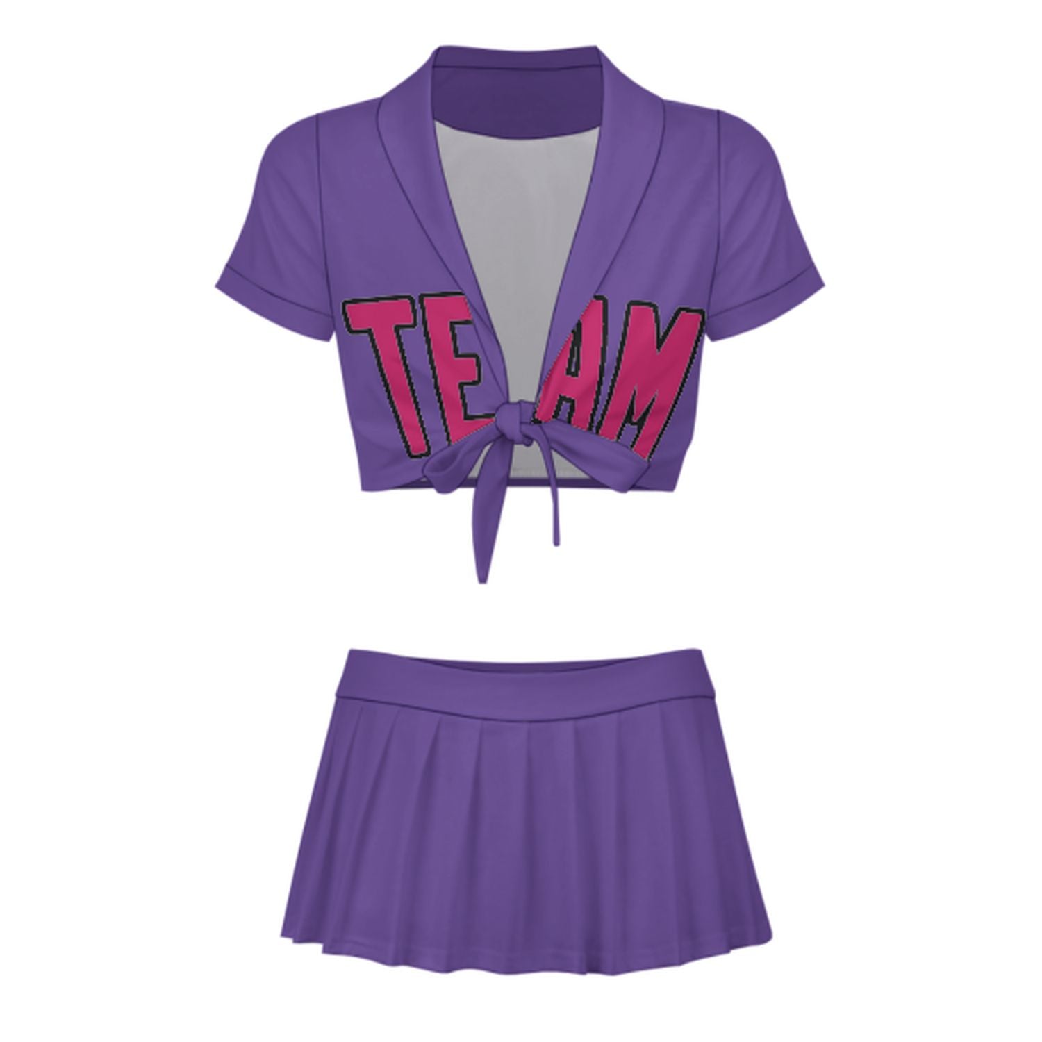 Maßgeschneidertes Lavendel Rosarot Cheerleader Outfit Set