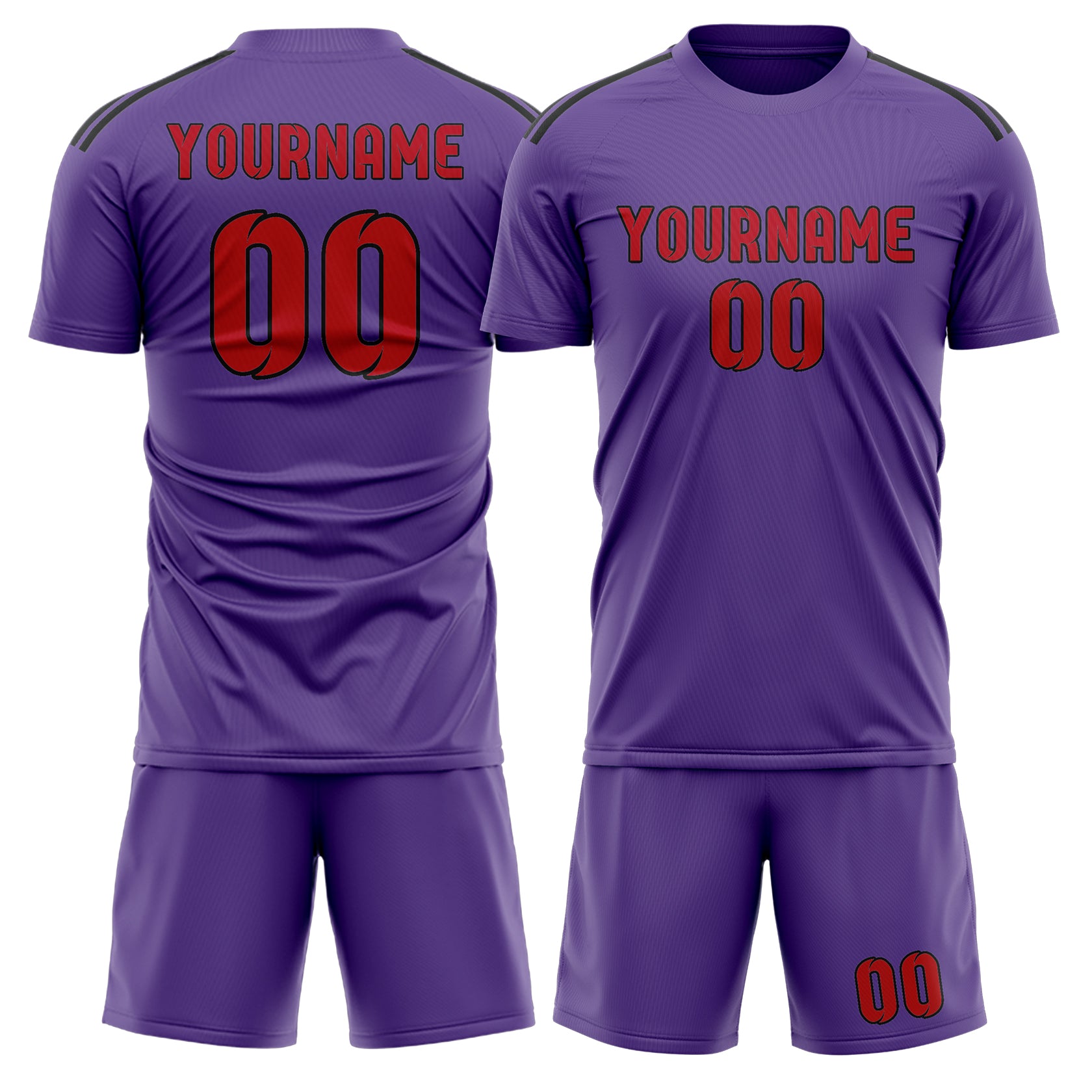 Maßgeschneidertes Professionelles Lavendel Rot Fußballtrikot-Set