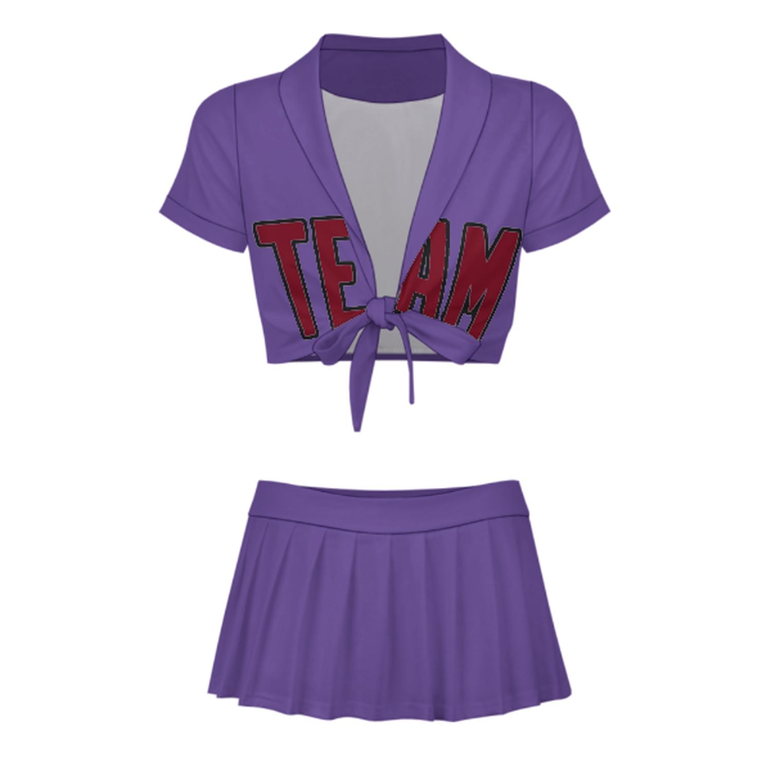 Maßgeschneidertes Lavendel Karmesinrot Cheerleader Outfit Set