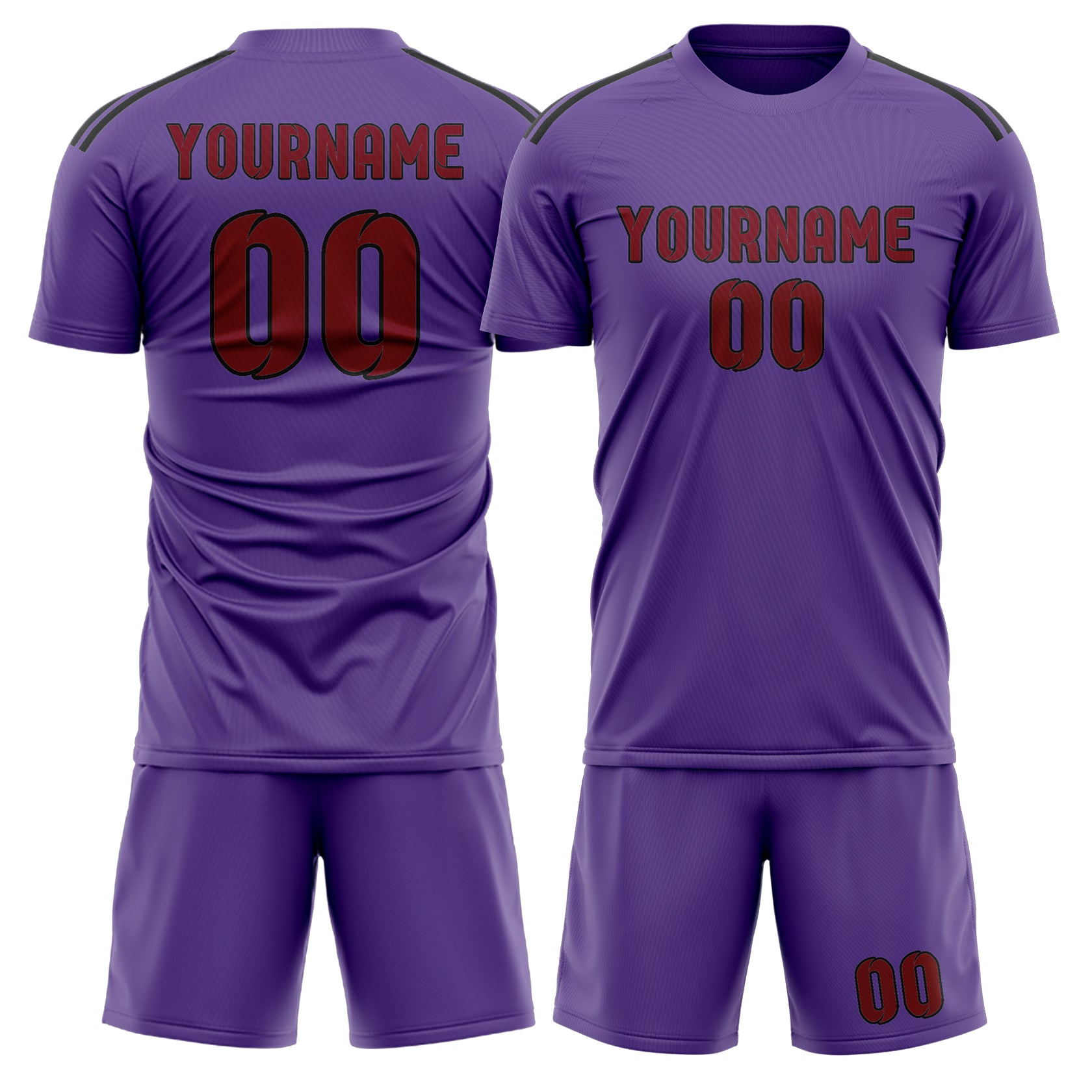 Maßgeschneidertes Professionelles Lavendel Karmesinrot Fußballtrikot-Set