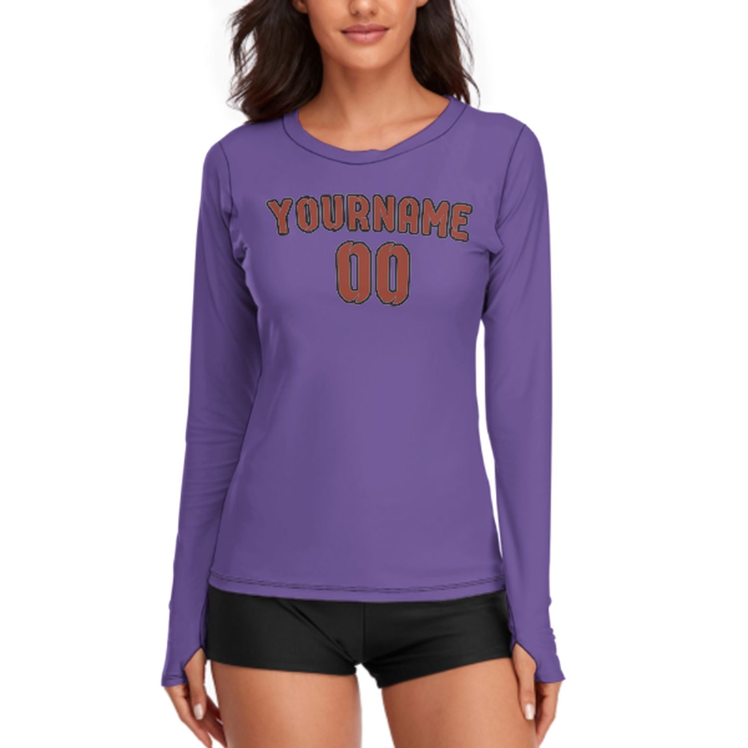 Camicia da donna a maniche lunghe color rosso corallo e lavanda su misura