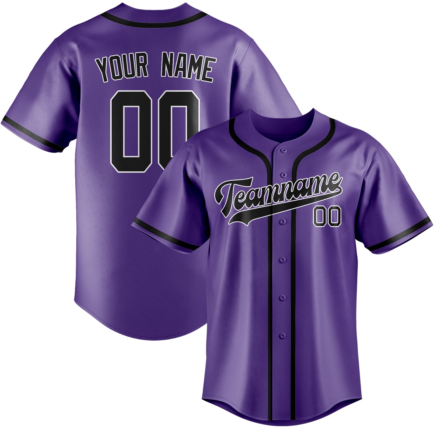 Benutzerdefiniertes Professionelles Lavendel Schwarz Baseballtrikot