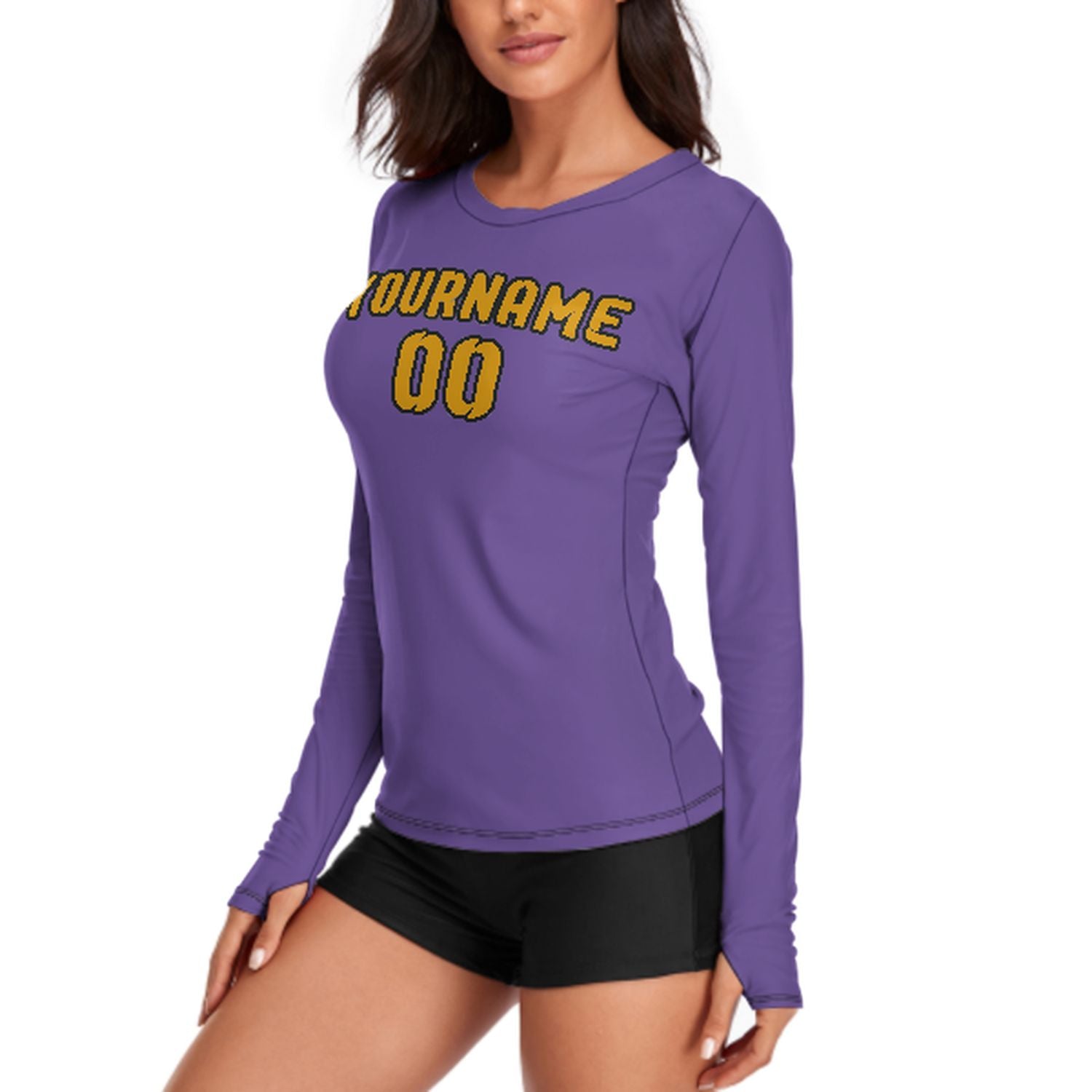 Camicia da donna a maniche lunghe color giallo lavanda su misura