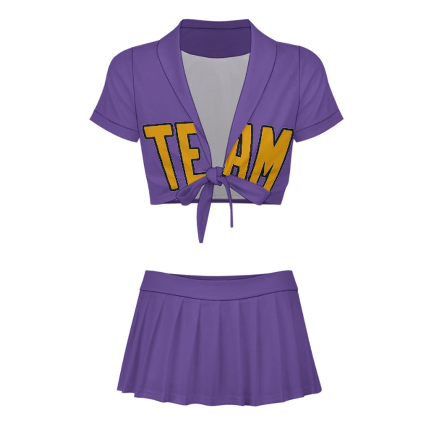 Maßgeschneidertes Lavendel Gelb Cheerleader Outfit Set