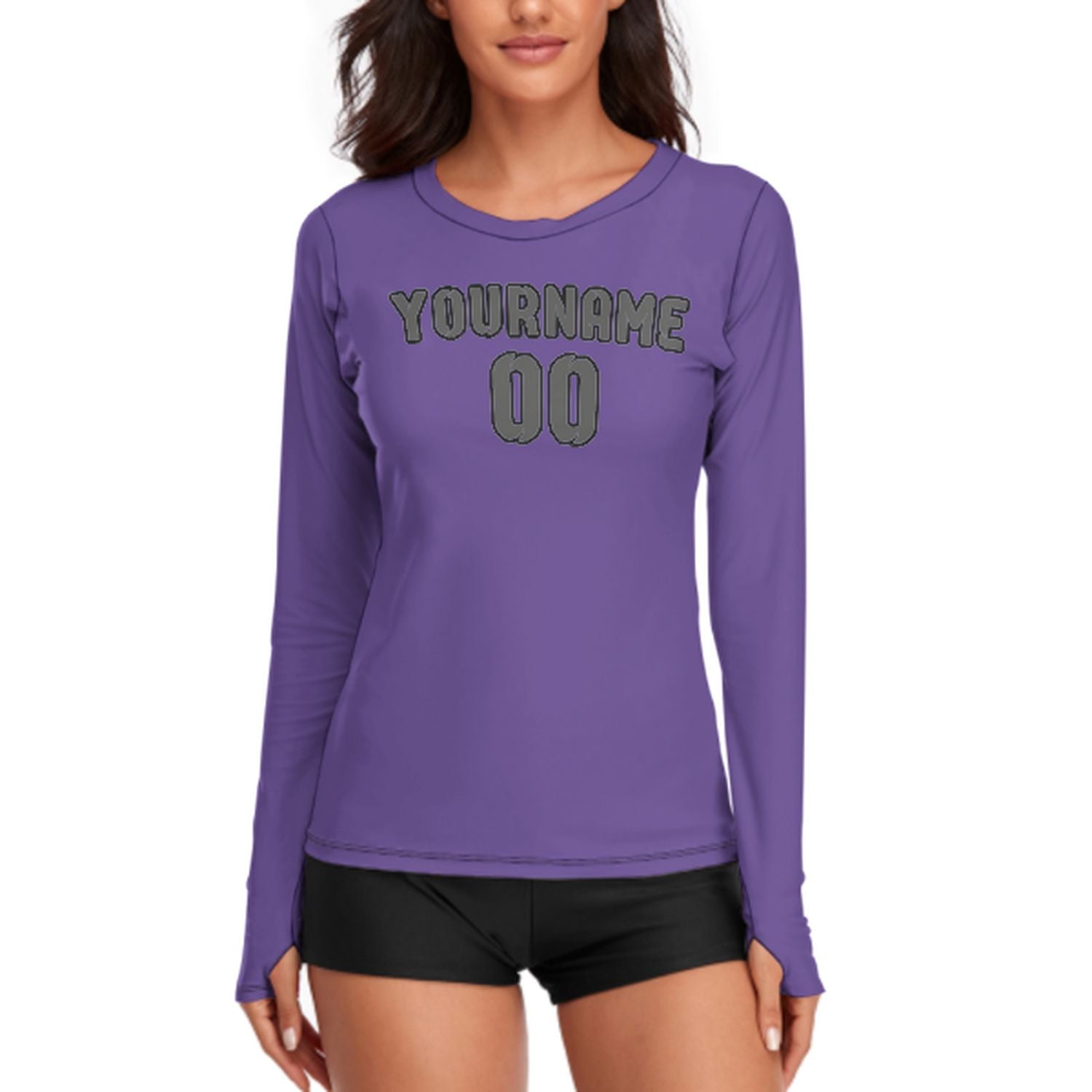 Camicia da donna a maniche lunghe grigio scuro color lavanda su misura