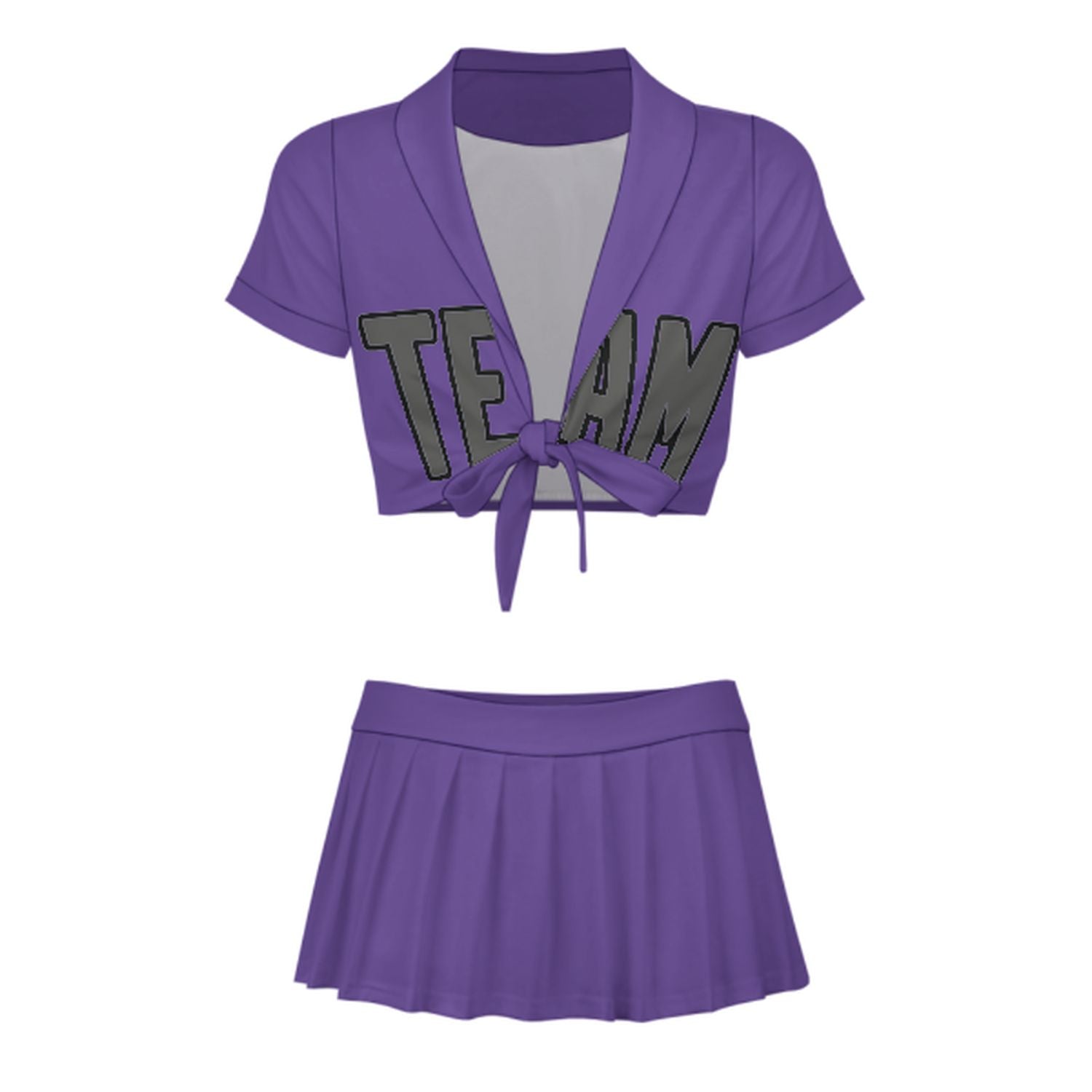 Maßgeschneidertes Lavendel Dunkelgrau Cheerleader Outfit Set