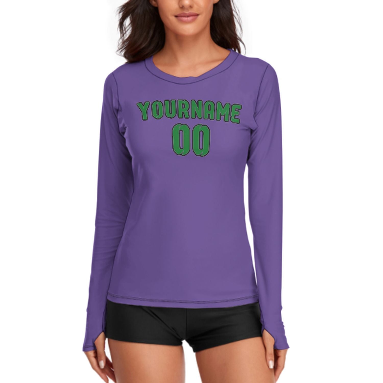 Camicia da donna a maniche lunghe color verde smeraldo e lavanda su misura