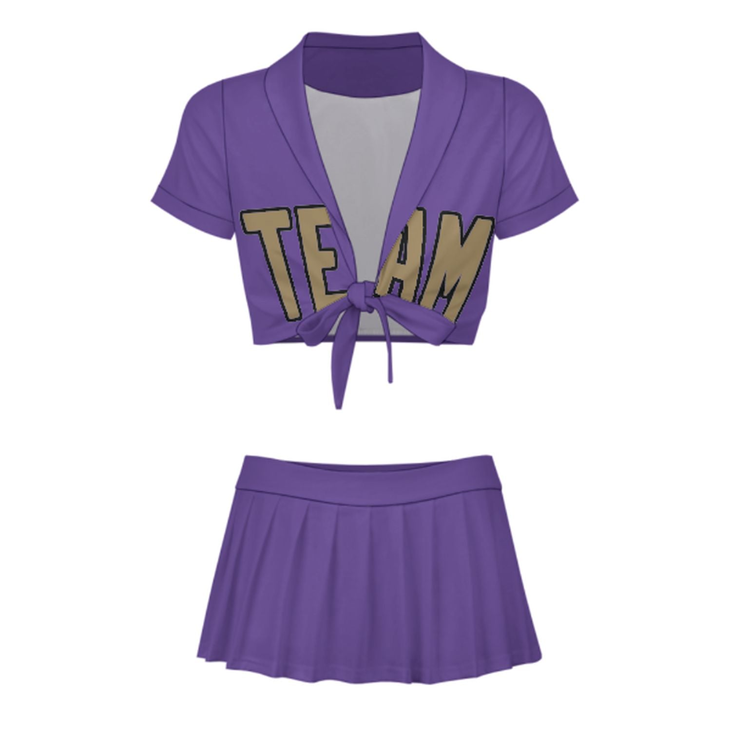 Maßgeschneidertes Lavendel Hellkhaki Cheerleader Outfit Set