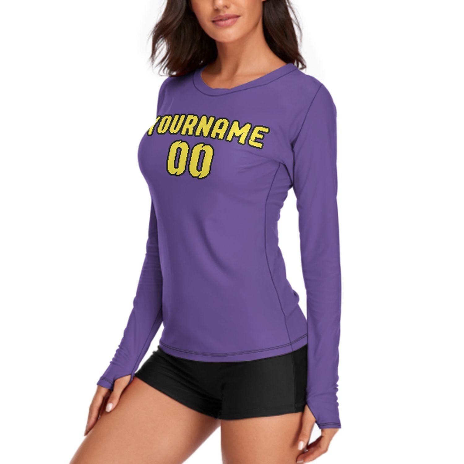 Camicia da donna a maniche lunghe color lavanda pallido su misura