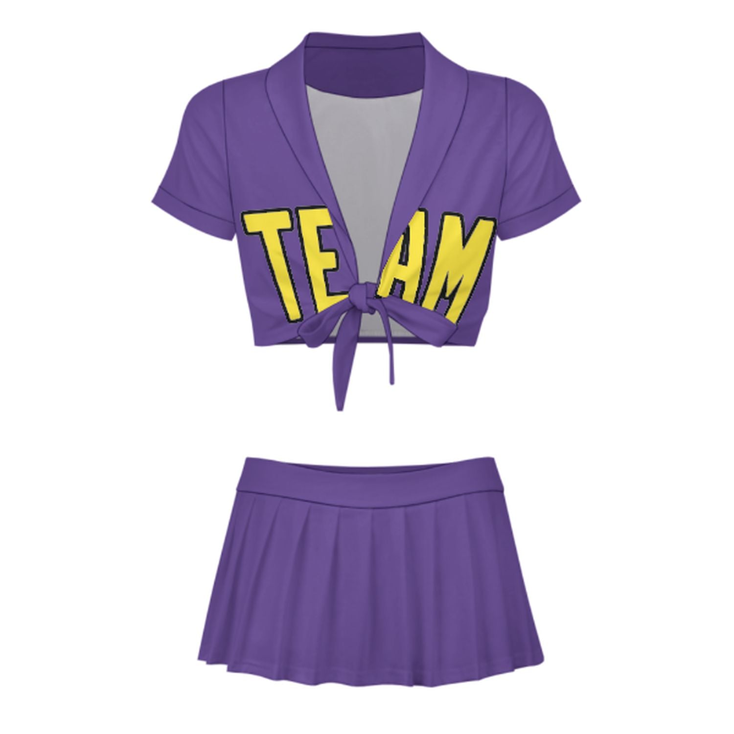 Maßgeschneidertes Lavendel Blassgelb Cheerleader Outfit Set