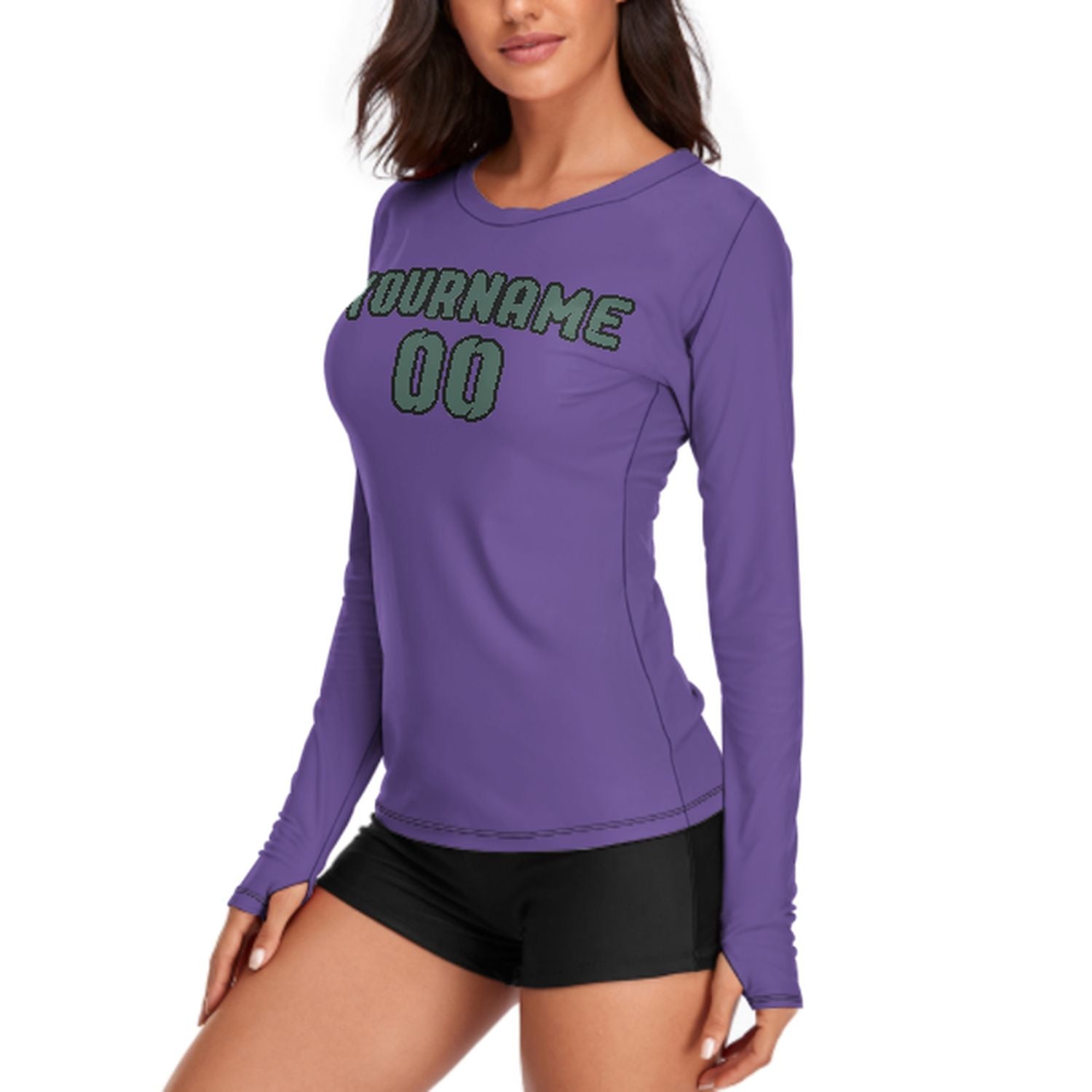 Camicia da donna a maniche lunghe color lavanda e verde acqua su misura