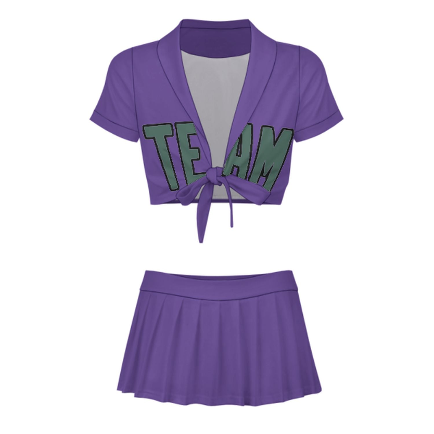 Maßgeschneidertes Lavendel Blaugrün Cheerleader Outfit Set