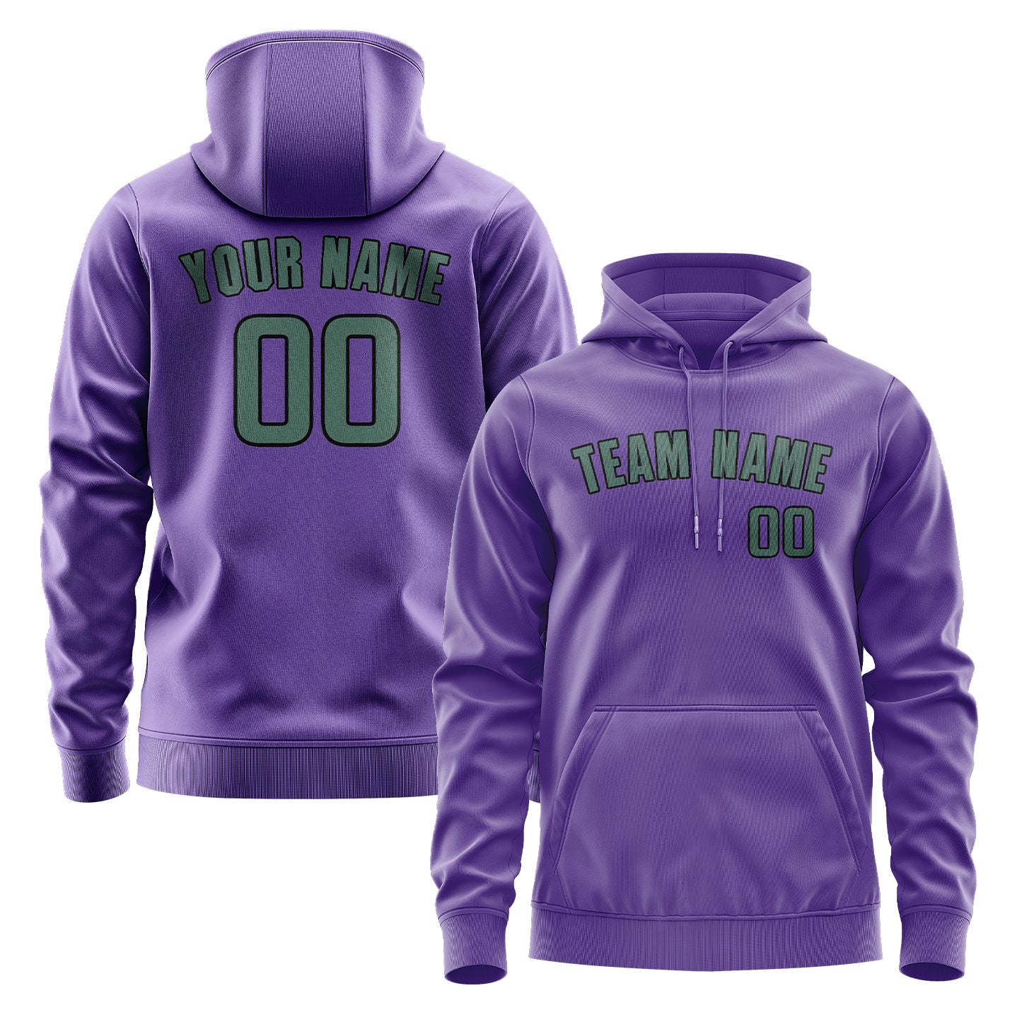 Maßgeschneidertes Lavendel Blaugrün Hoodie