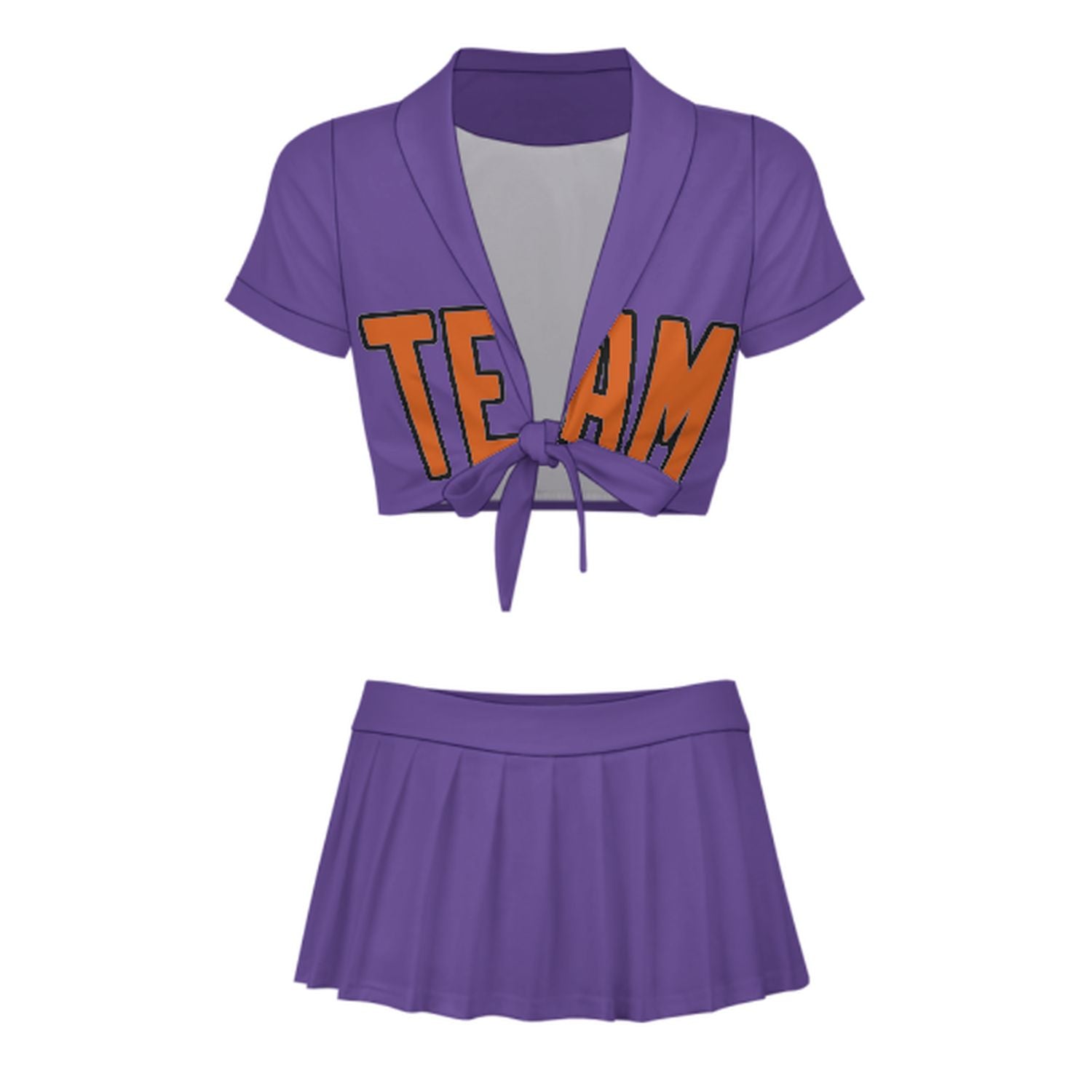 Maßgeschneidertes Lavendel Orange Cheerleader Outfit Set
