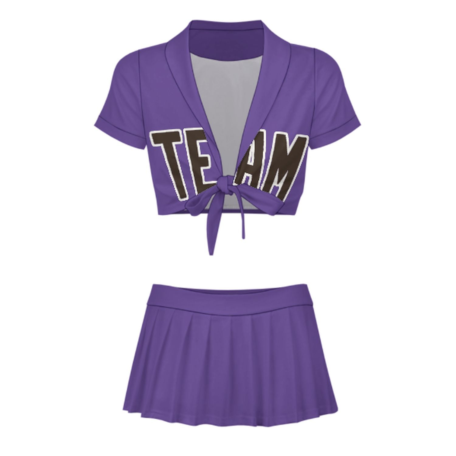 Maßgeschneidertes Lavendel Braun Cheerleader Outfit Set