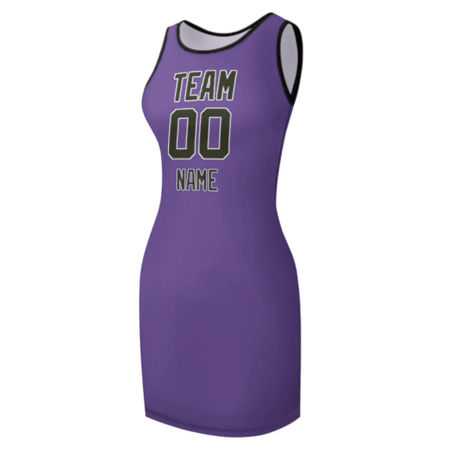 Maßgeschneidertes Lavendel Dunkles Oliv Ärmelloses Trägerkleid