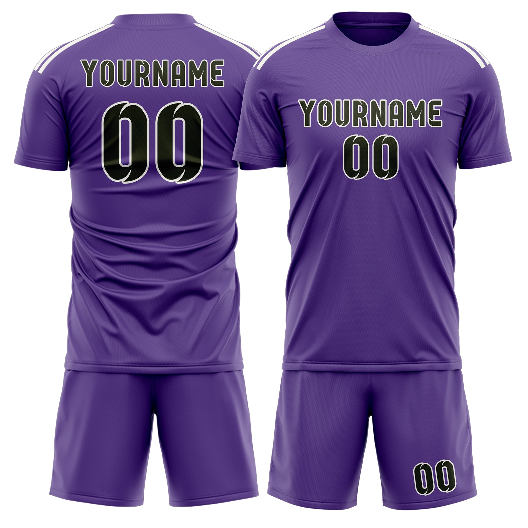 Maßgeschneidertes Professionelles Lavendel Dunkles Oliv Fußballtrikot-Set