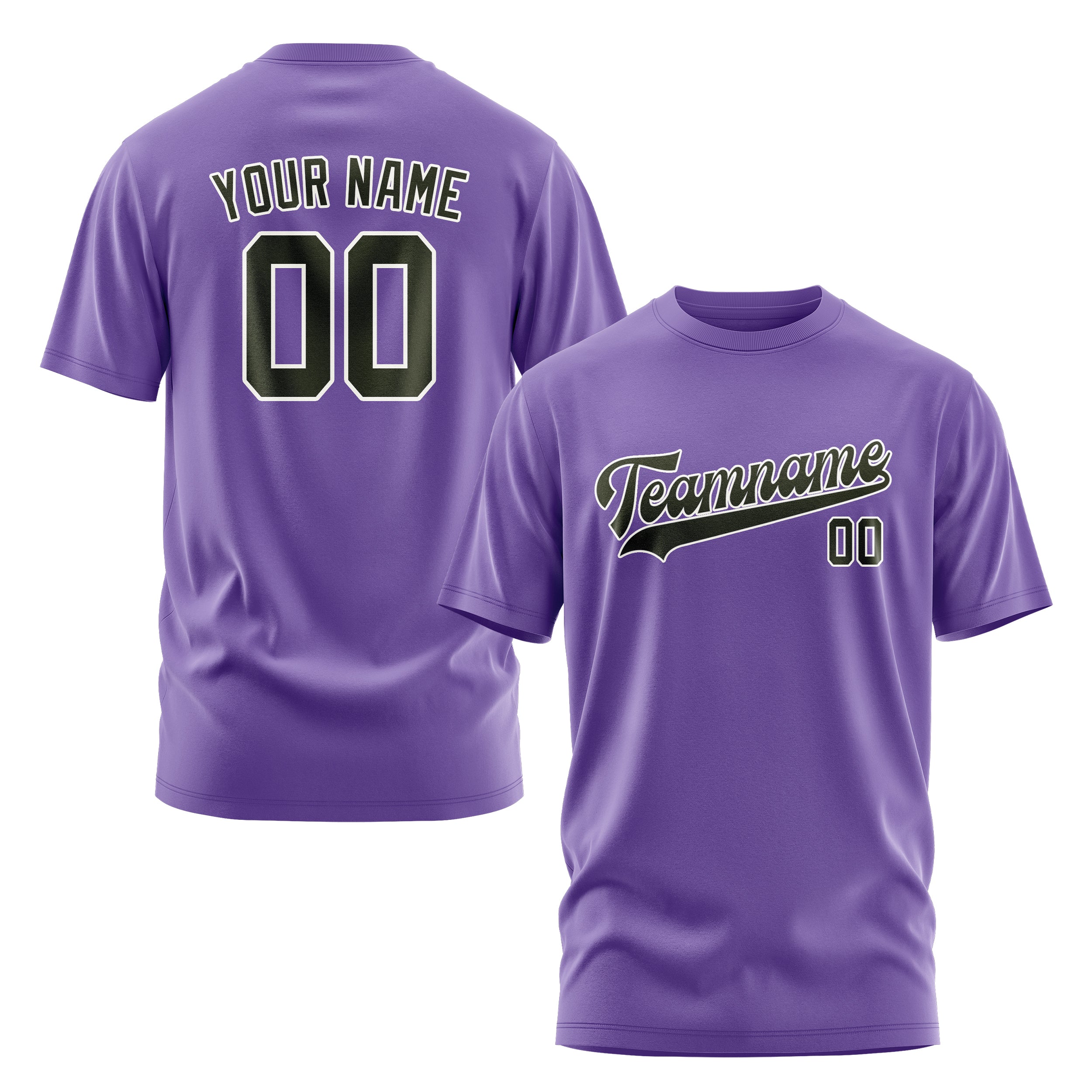 Maßgeschneidertes Lavendel Dunkles Oliv T-Shirt