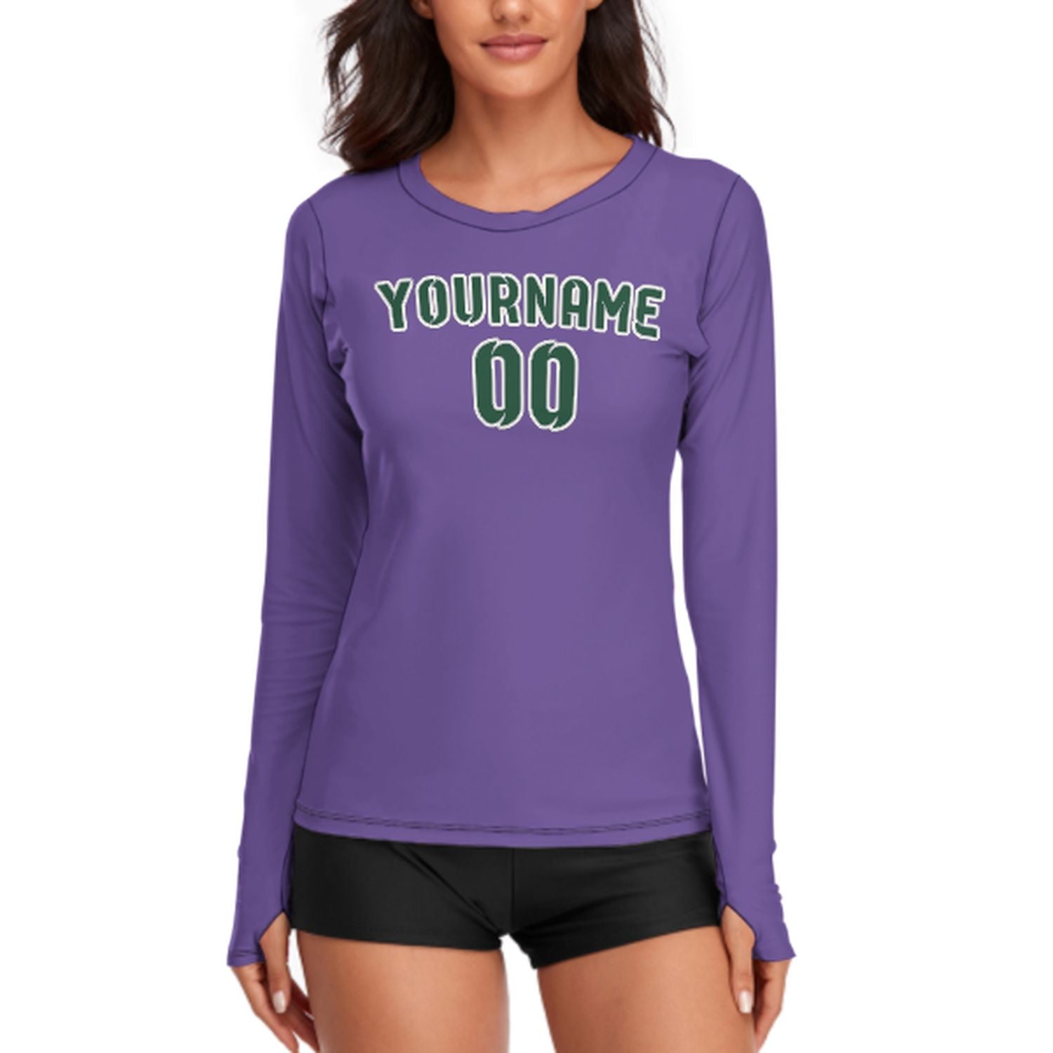 Camicia da donna a maniche lunghe color verde muschio e lavanda su misura