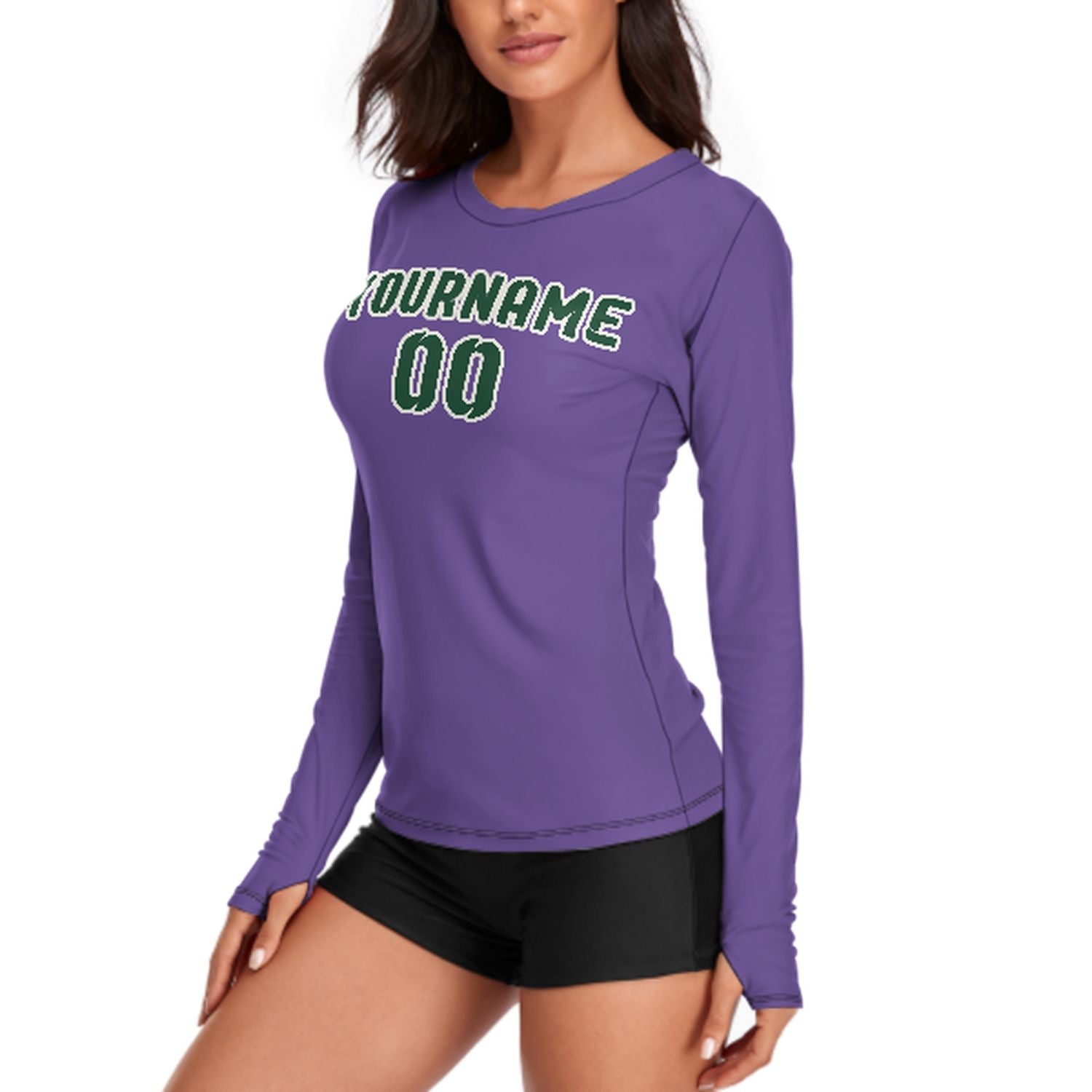 Camicia da donna a maniche lunghe color verde muschio e lavanda su misura