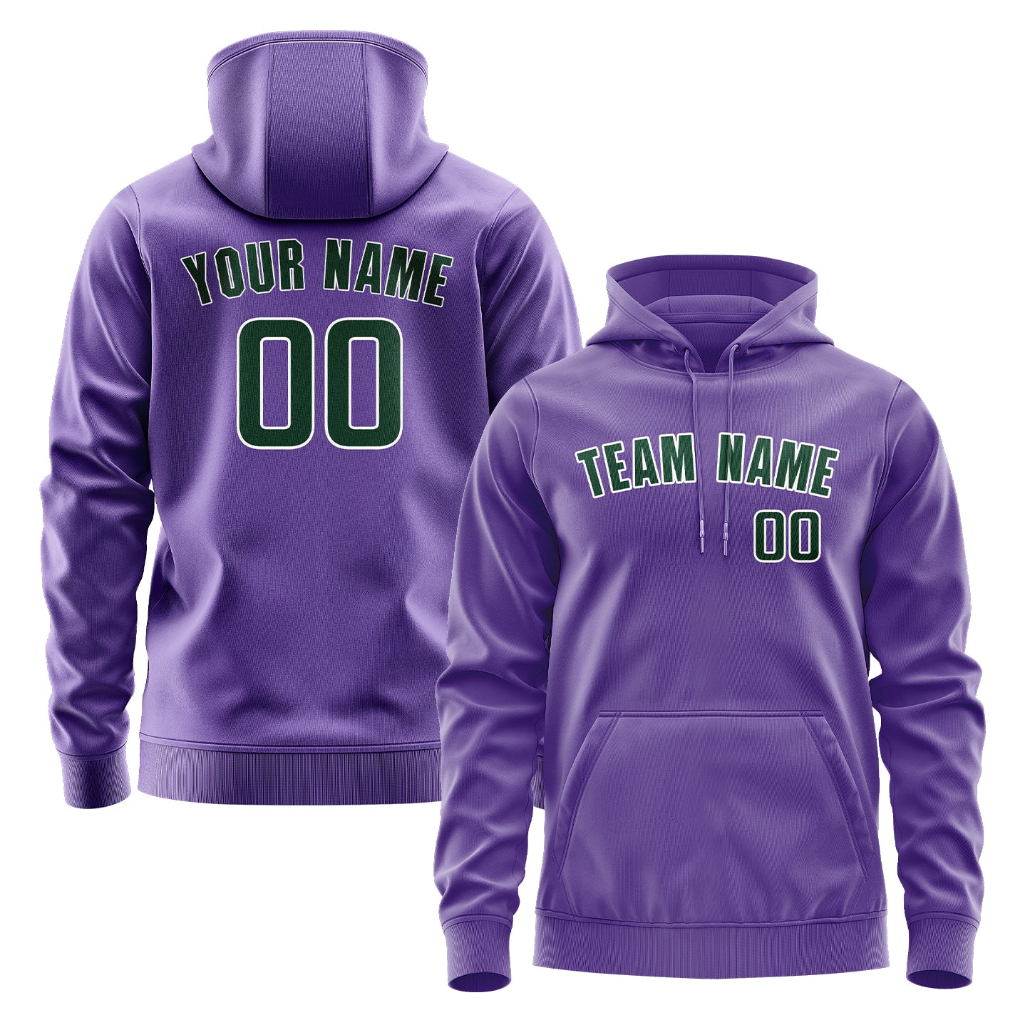 Maßgeschneidertes Lavendel Moosgrün Hoodie