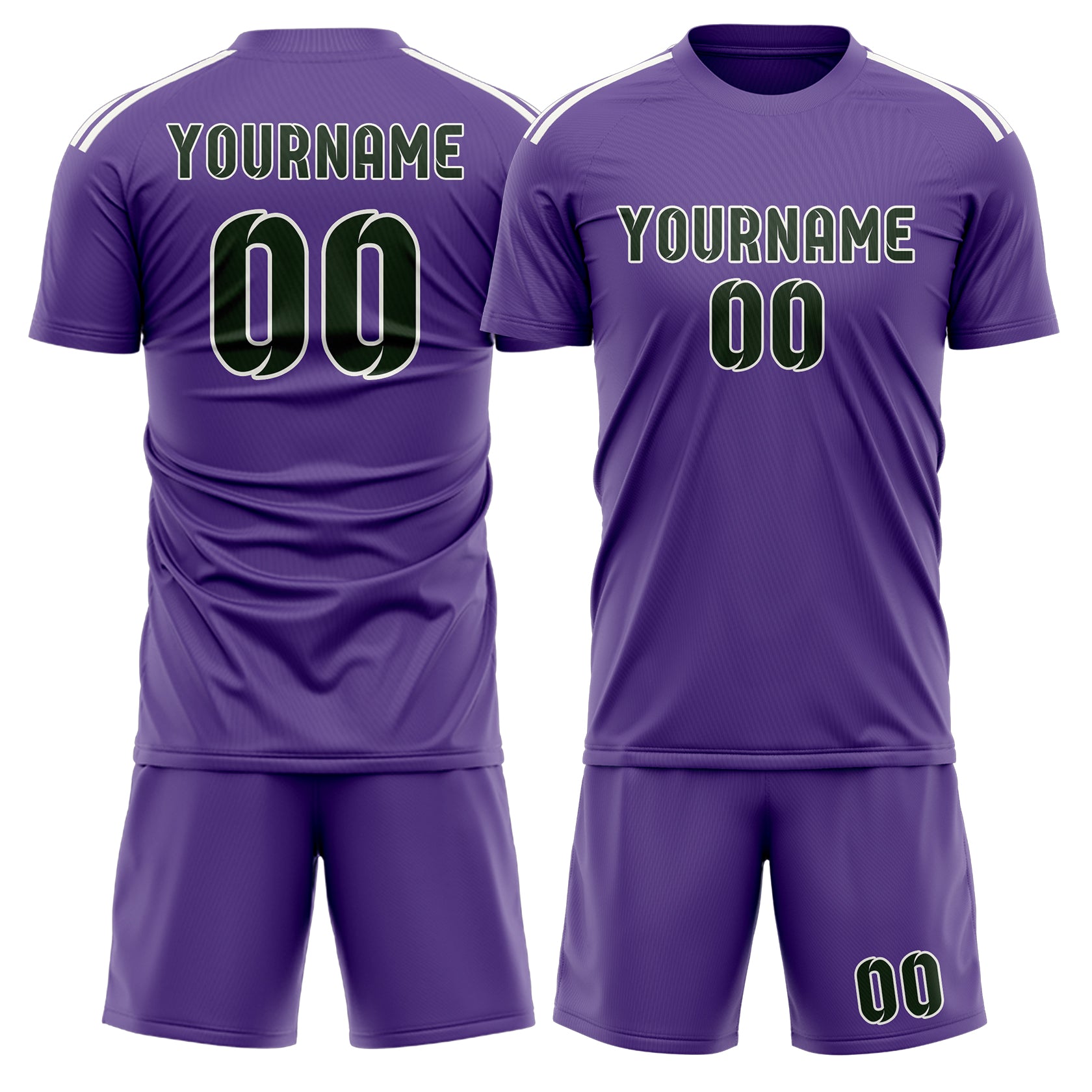 Maßgeschneidertes Professionelles Lavendel Tannengrün Fußballtrikot-Set