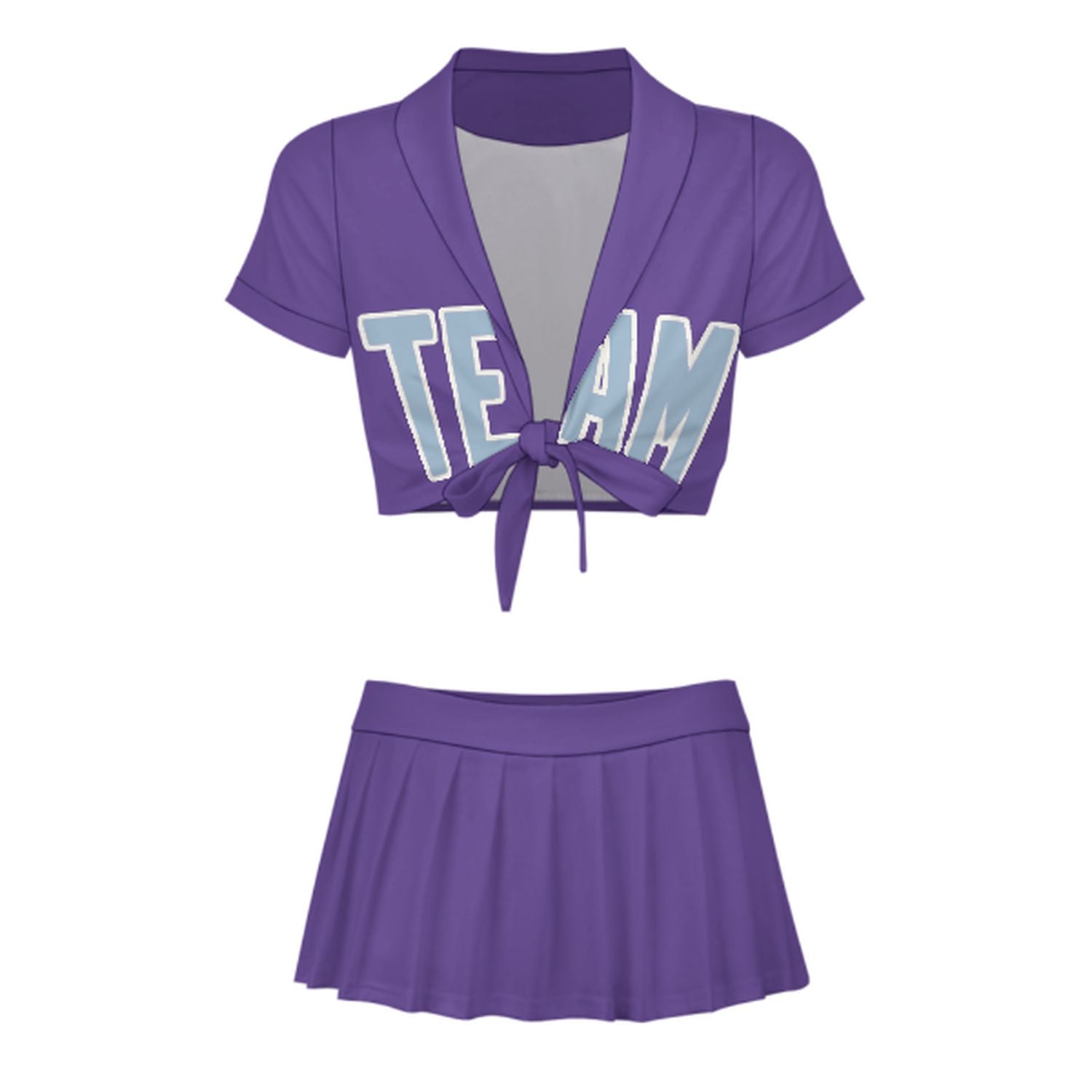 Maßgeschneidertes Lavendel Hellblau Cheerleader Outfit Set