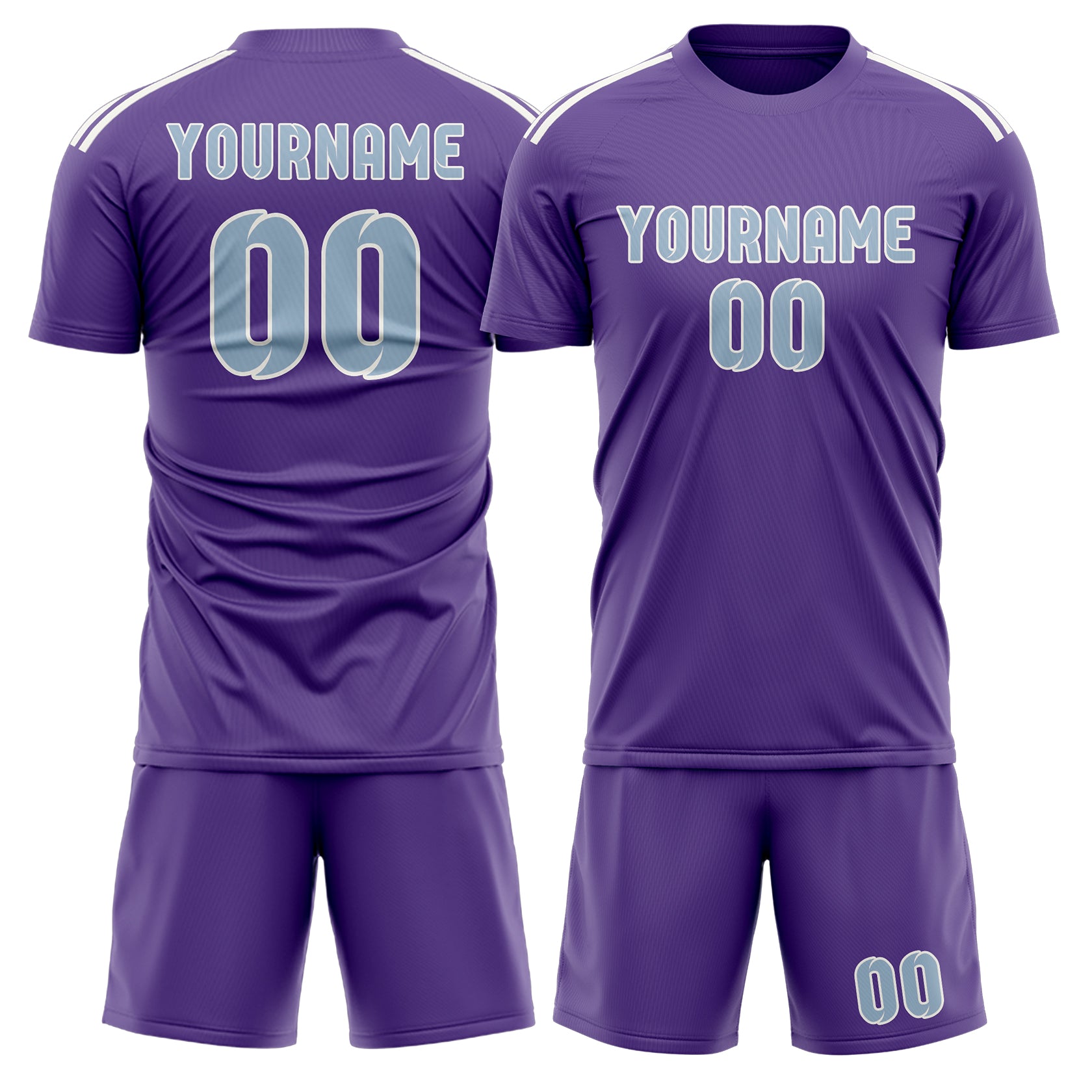 Maßgeschneidertes Professionelles Lavendel Hellblau Fußballtrikot-Set