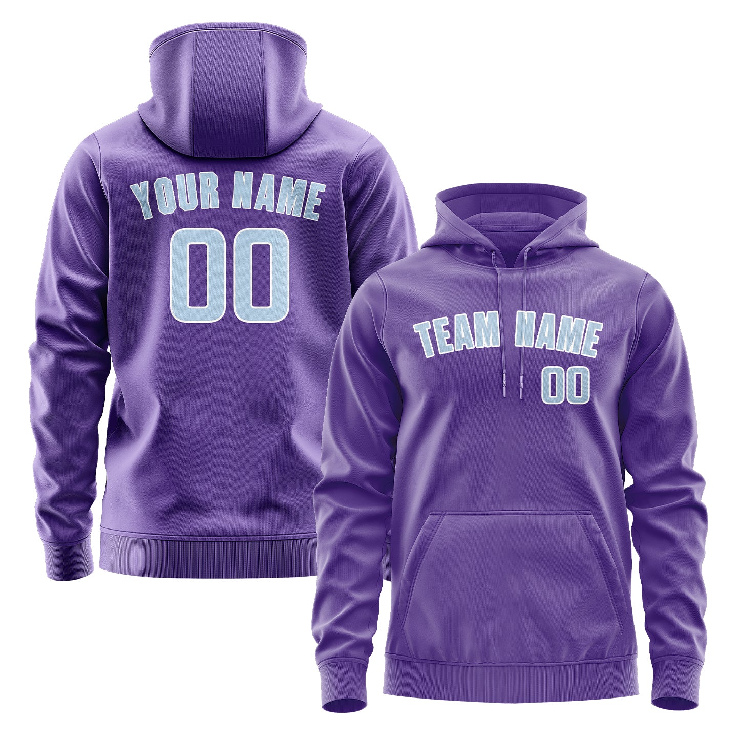 Maßgeschneidertes Lavendel Hellblau Hoodie