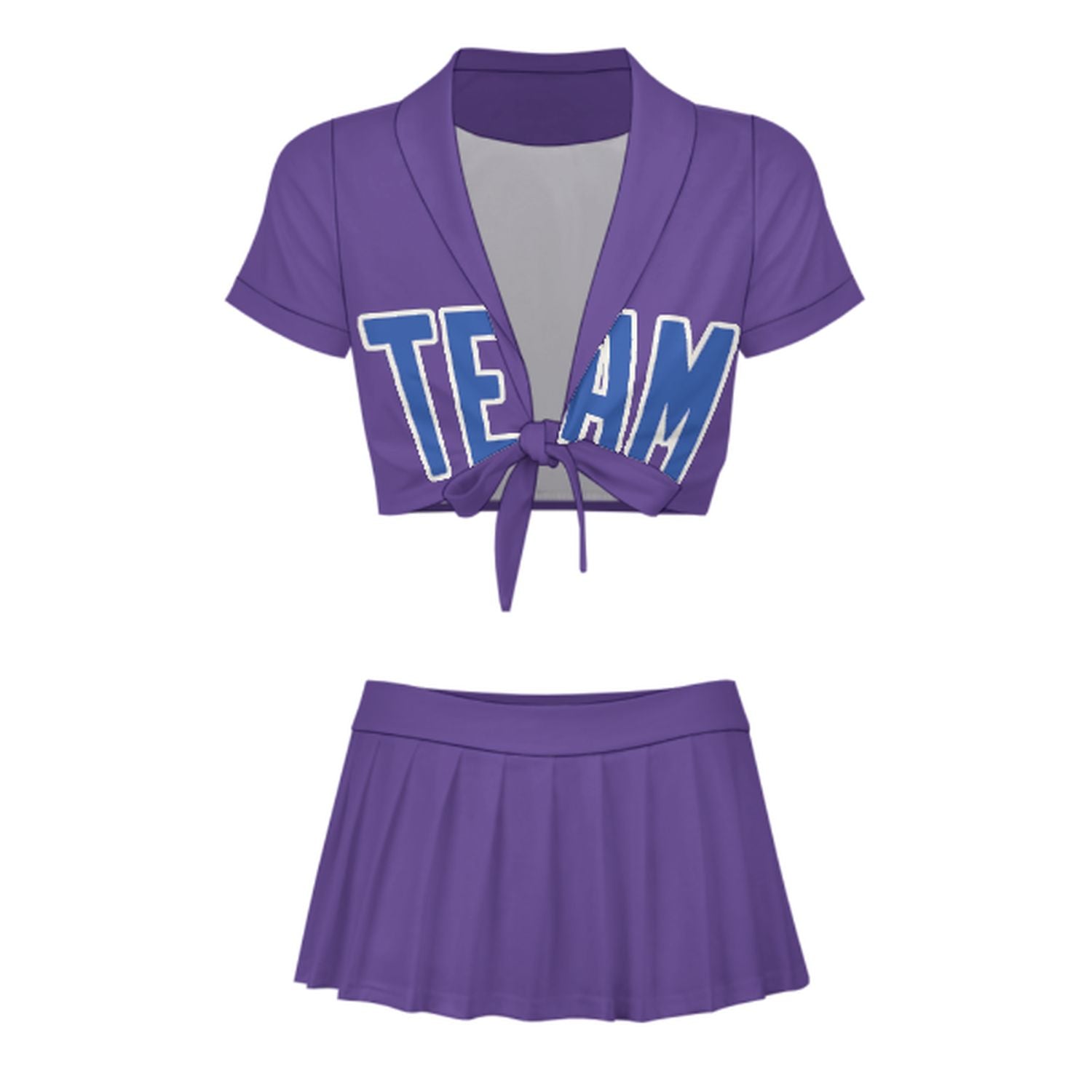 Maßgeschneidertes Lavendel Himmelblau Cheerleader Outfit Set
