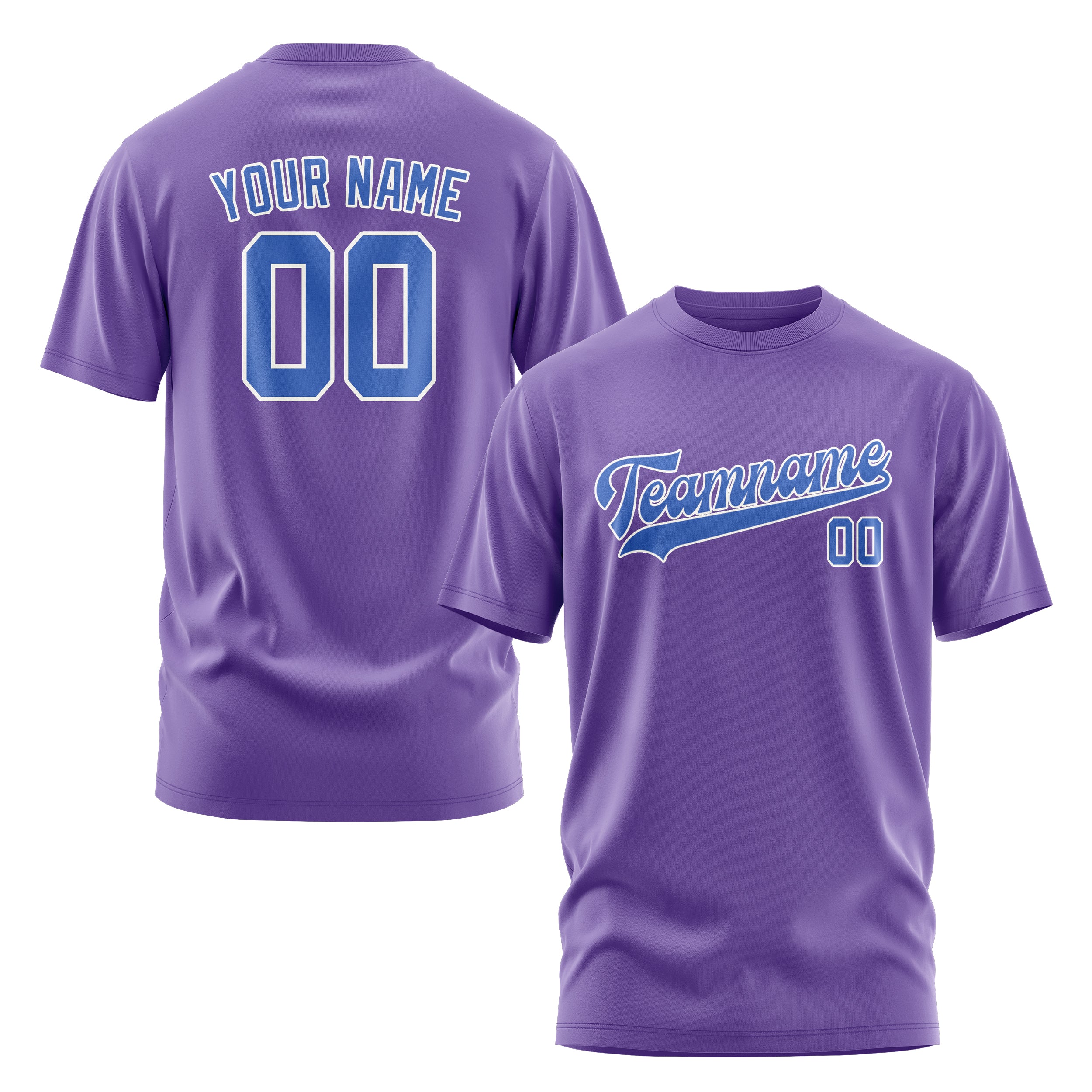 Maßgeschneidertes Lavendel Himmelblau T-Shirt