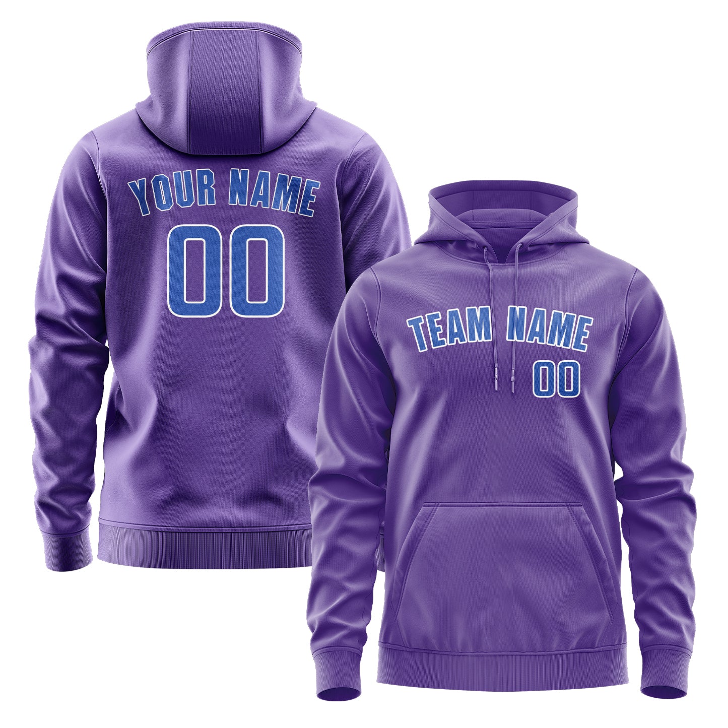 Maßgeschneidertes Lavendel Himmelblau Hoodie