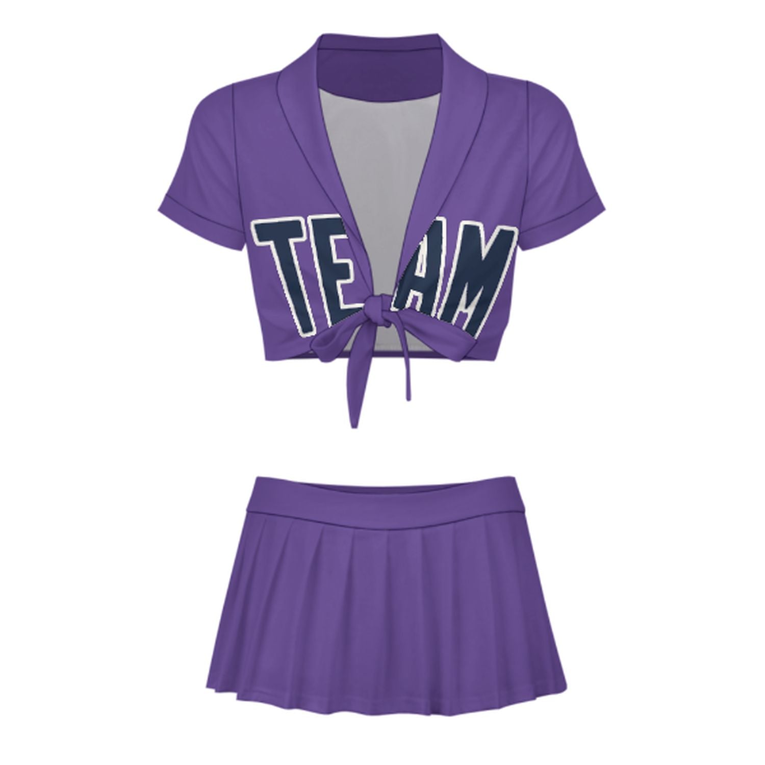 Maßgeschneidertes Lavendel Marineblau Cheerleader Outfit Set