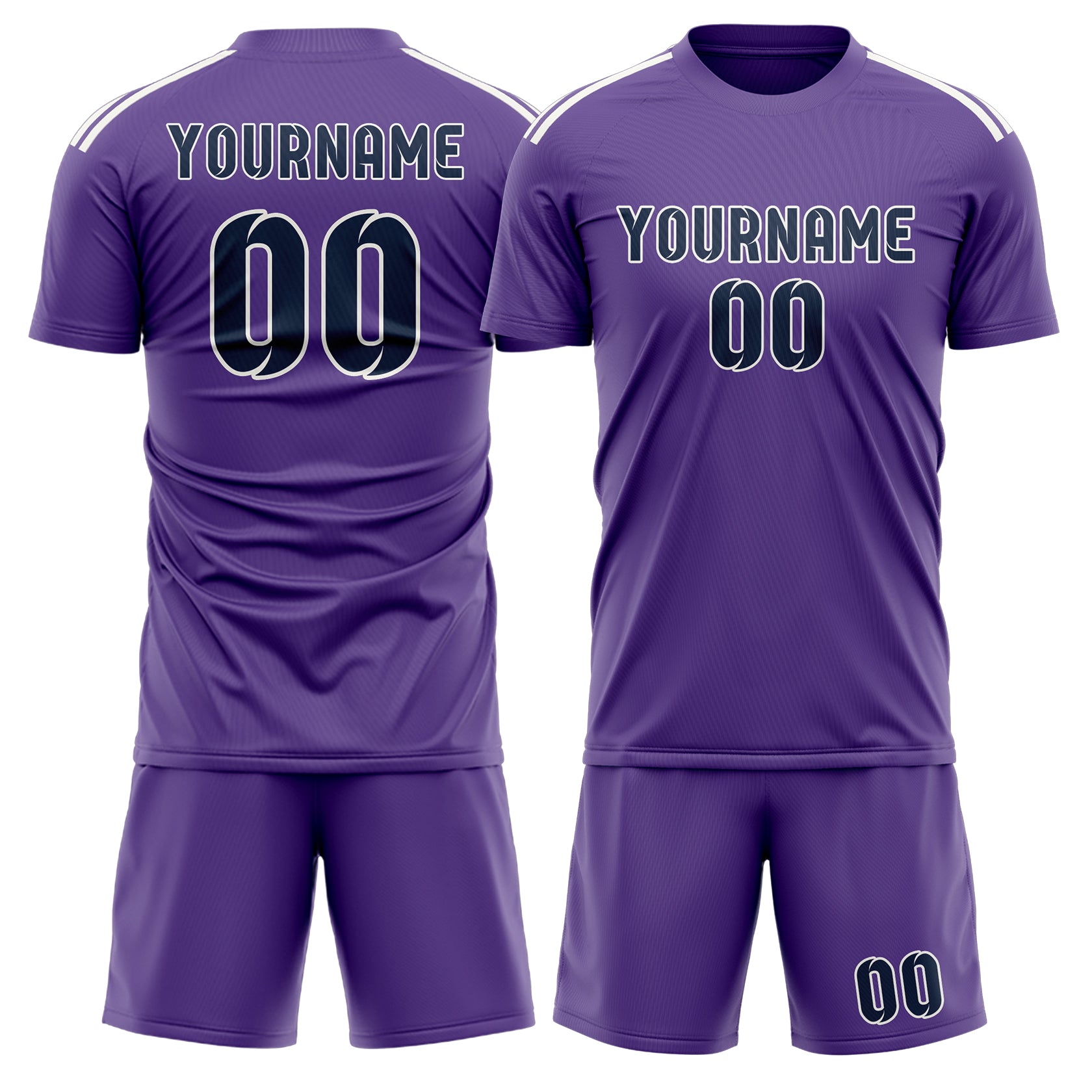 Maßgeschneidertes Professionelles Lavendel Marineblau Fußballtrikot-Set