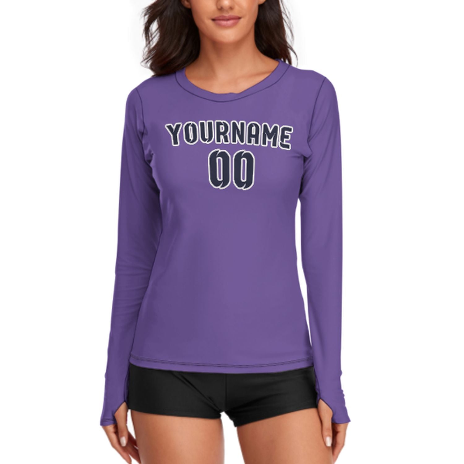 Camicia da donna a maniche lunghe color lavanda e blu acciaio su misura