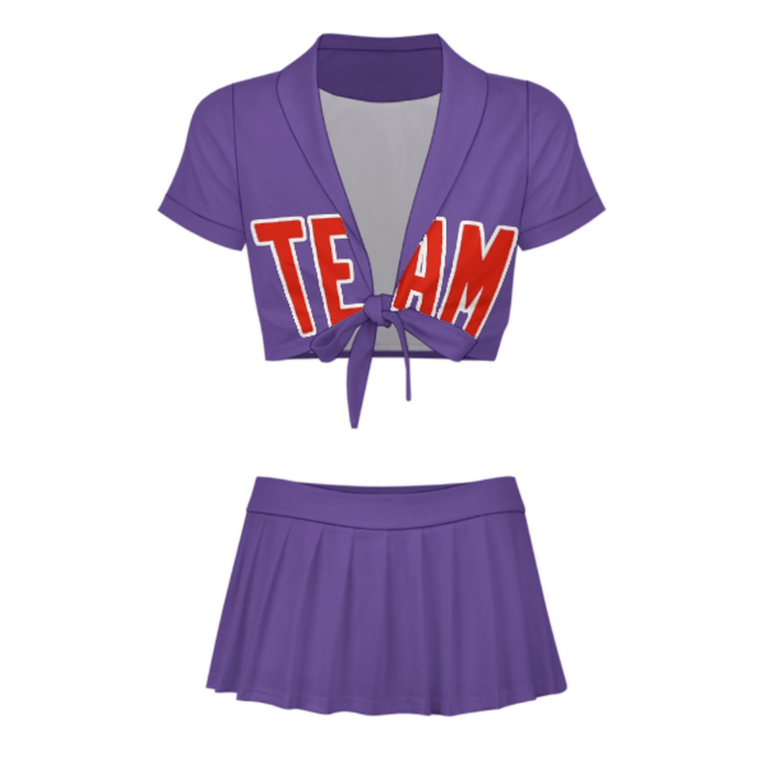 Maßgeschneidertes Lavendel Orangerot Cheerleader Outfit Set