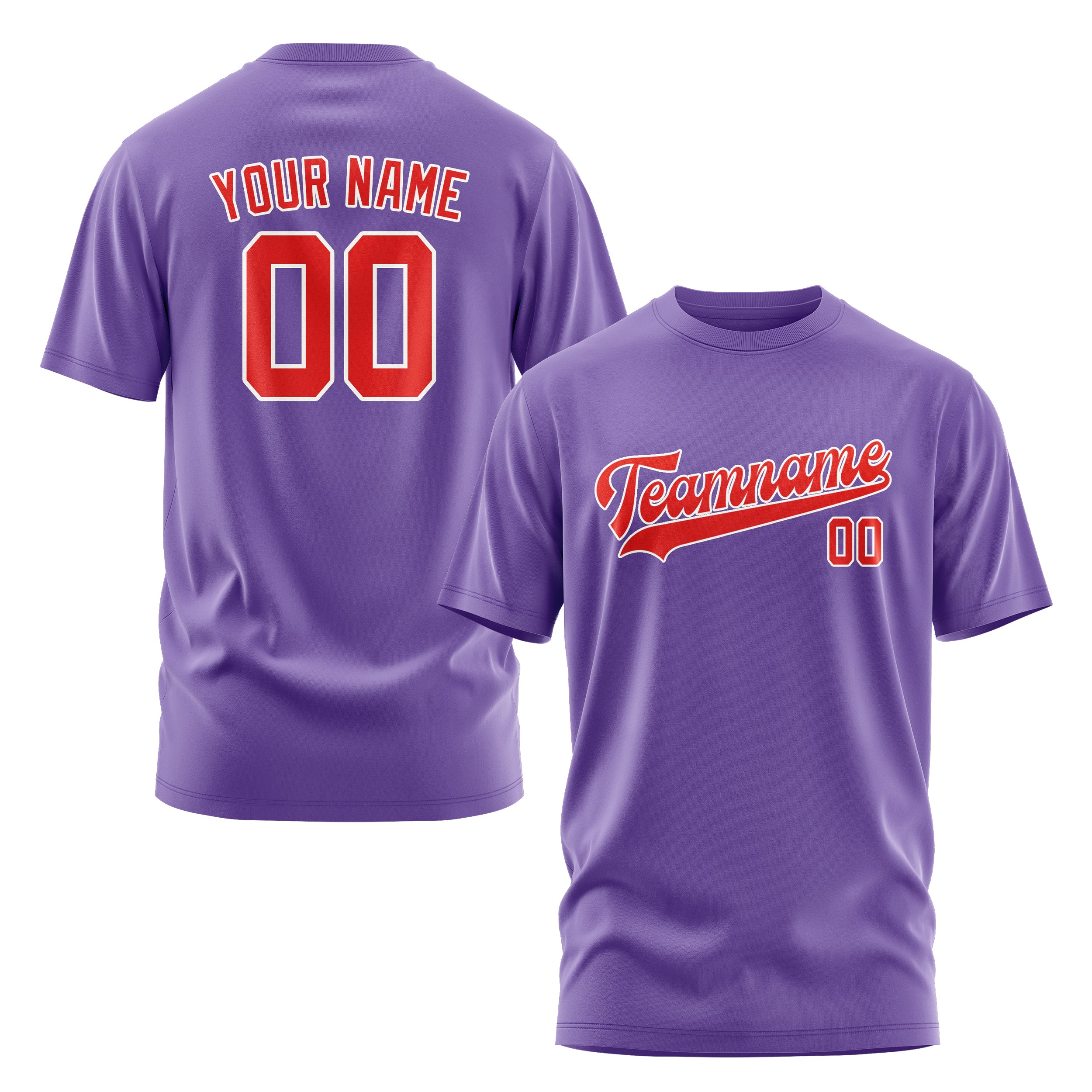 Maßgeschneidertes Lavendel Orangerot T-Shirt