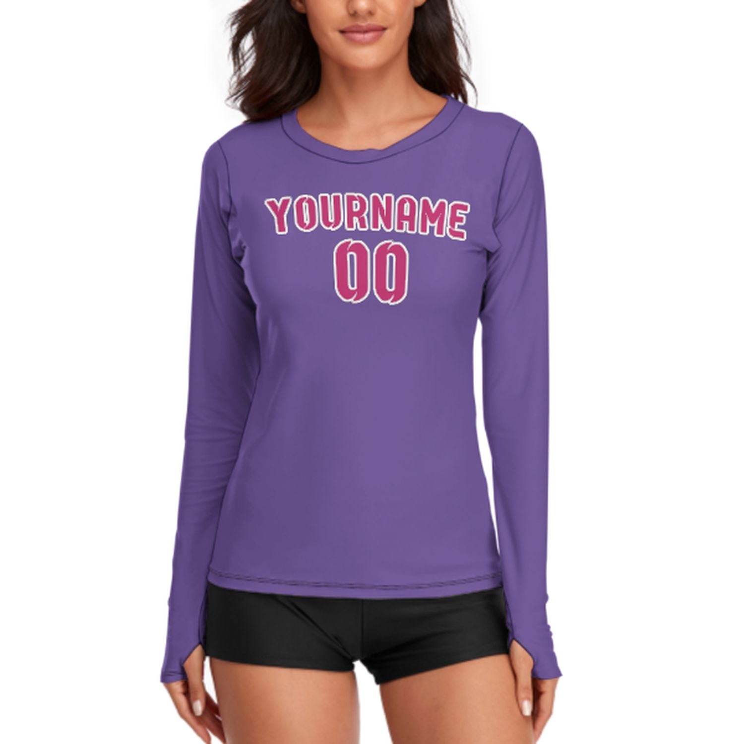 Camicia a maniche lunghe da donna rosa lavanda su misura